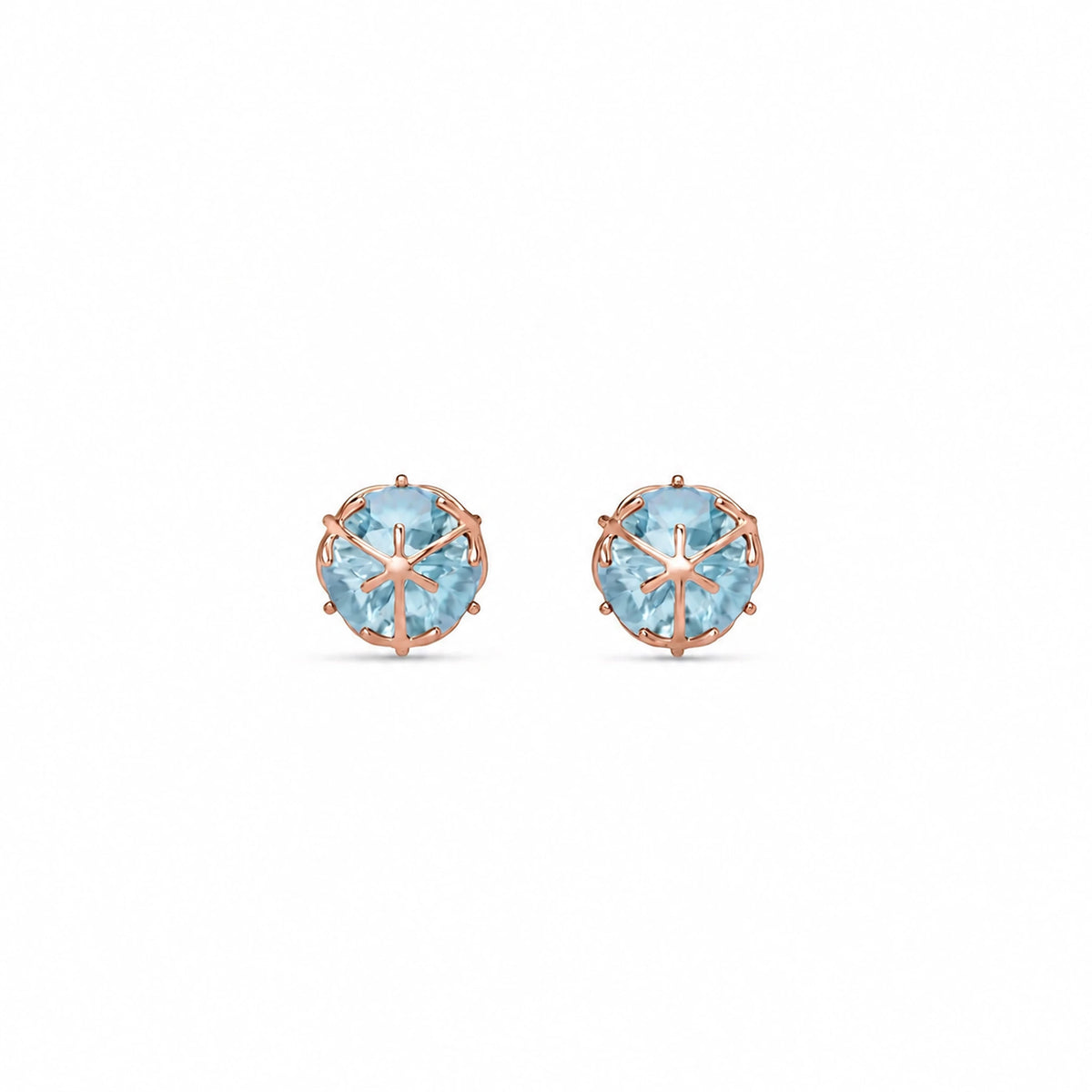 Rose Gold Aquamarine Stud Earrings — Alida — alternate product view