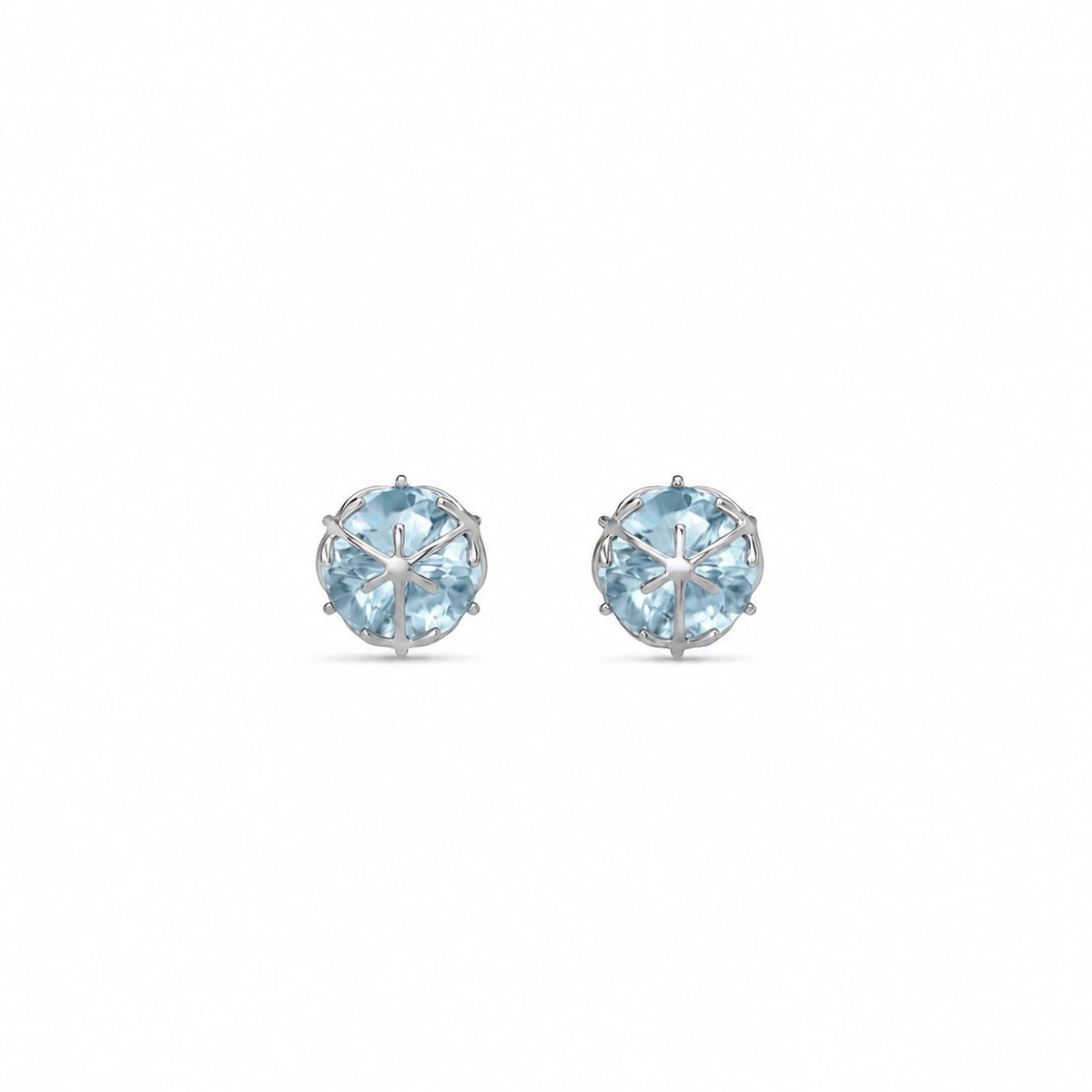 White Gold Aquamarine Stud Earrings — Alida — alternate product view