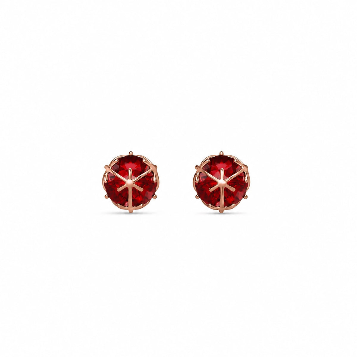 Rose Gold Ruby Stud Earrings — Alida — alternate product view