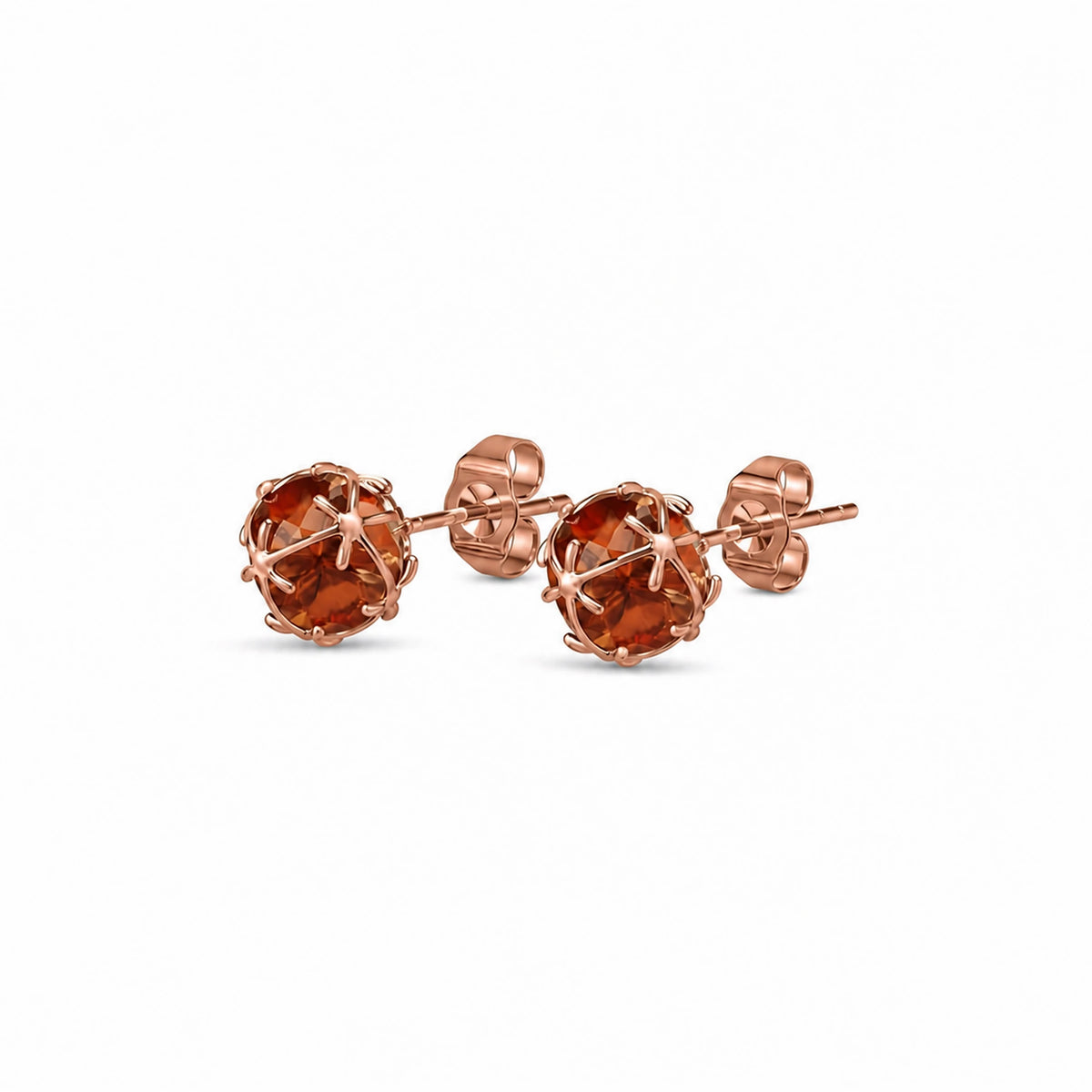 Rose Gold Garnet Stud Earrings — Alida — alternate product view