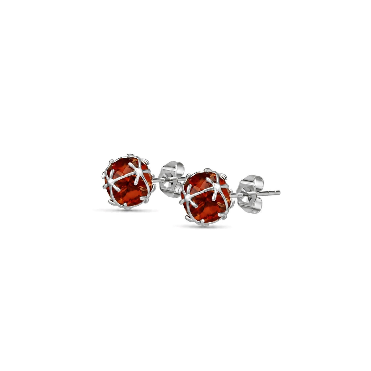 White Gold Garnet Stud Earrings — Alida — main product view