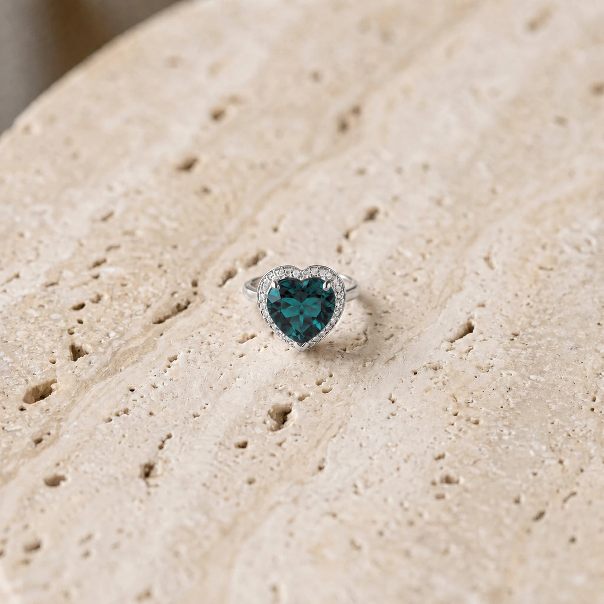 White Gold Alexandrite & Diamond Ring — Candida — travertine lifestyle