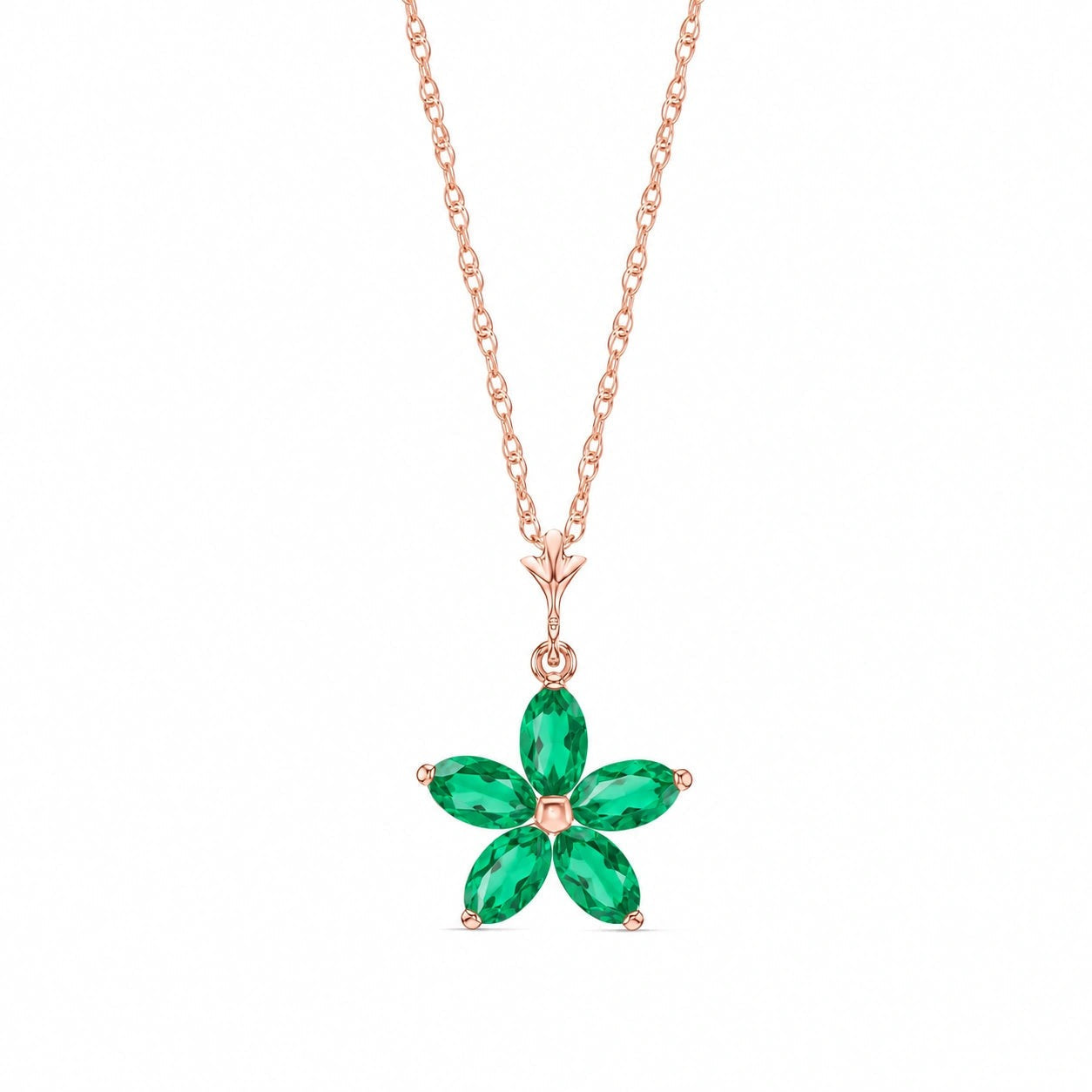 Rose Gold Grace Necklace Emerald 10K — Melissa