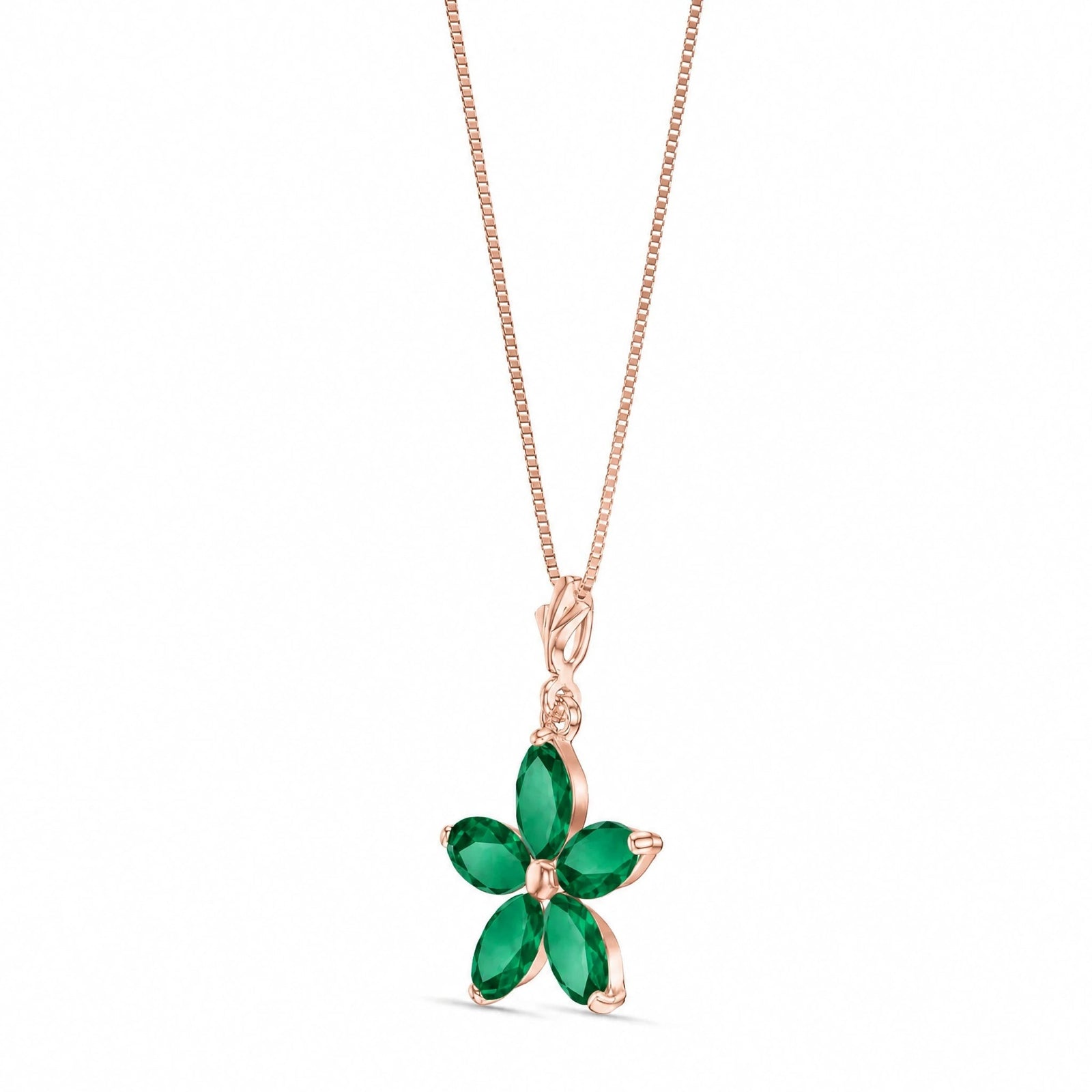 Rose Gold Grace Necklace Emerald 10K — Melissa