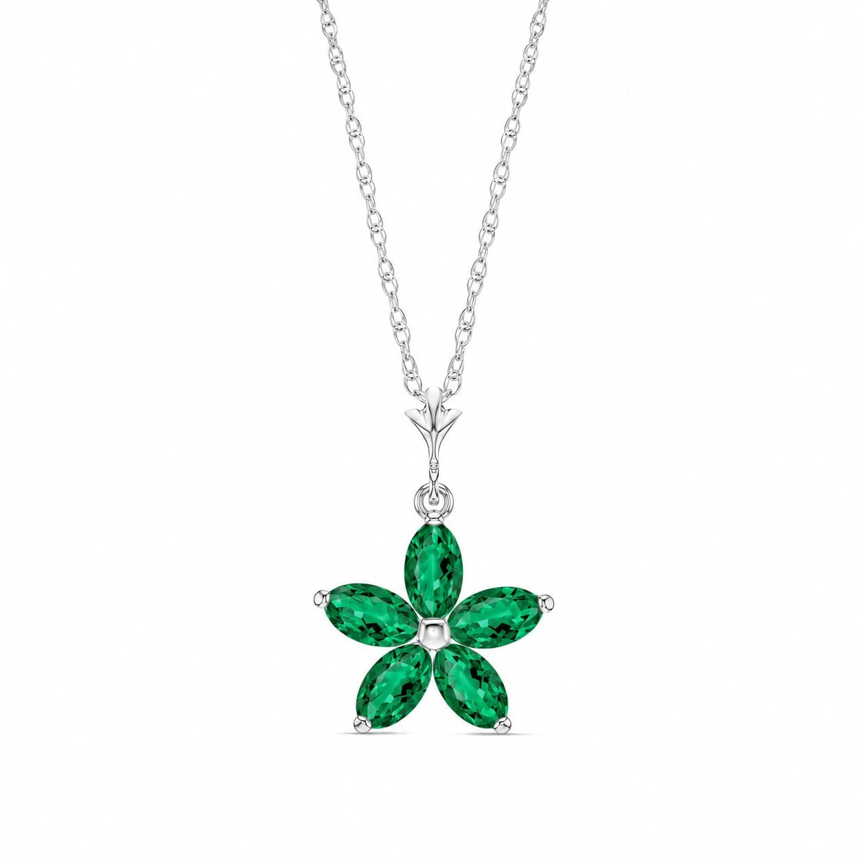 White Gold Grace Necklace Emerald 10K — Melissa