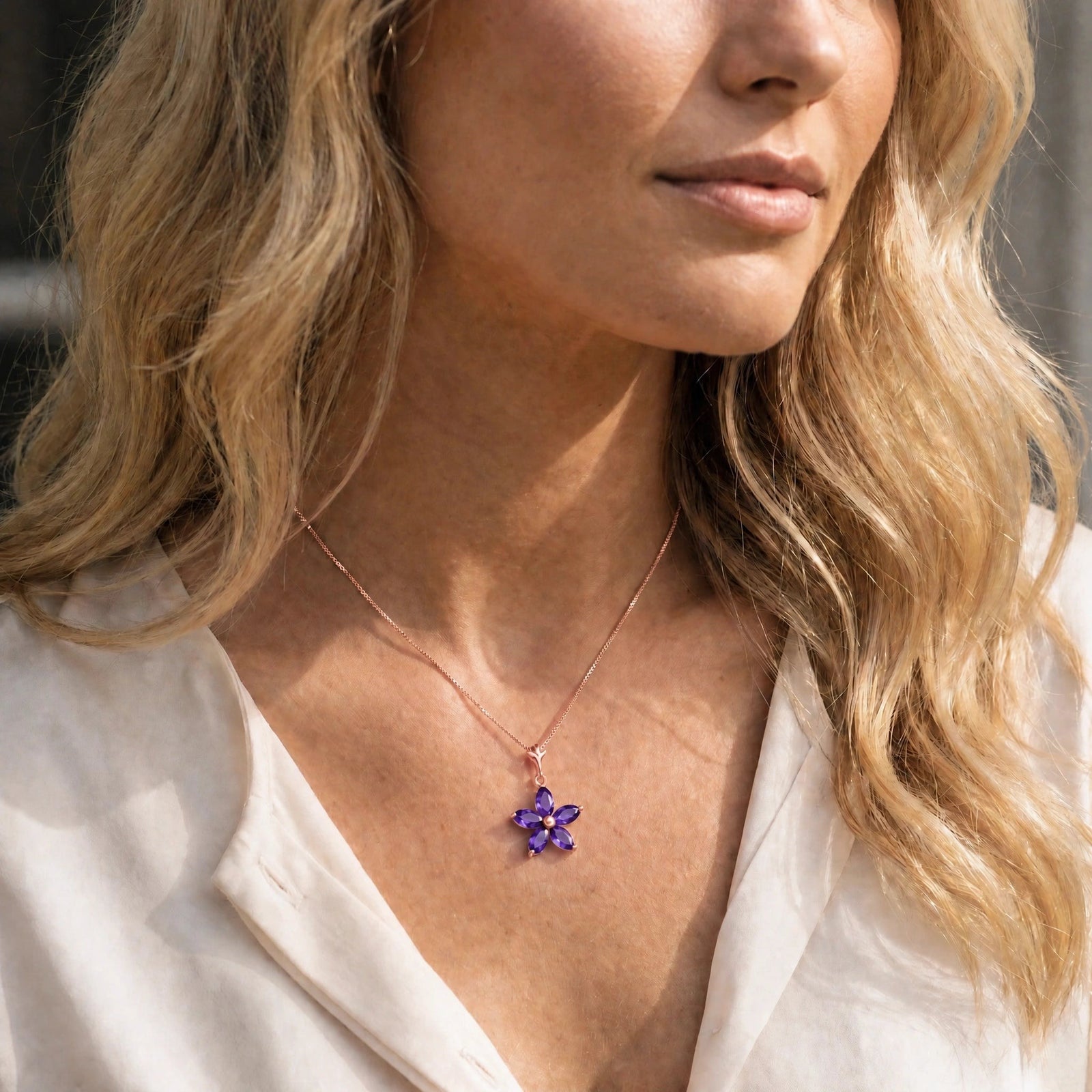 Rose Gold Grace Necklace Tanzanite 10K — Melissa