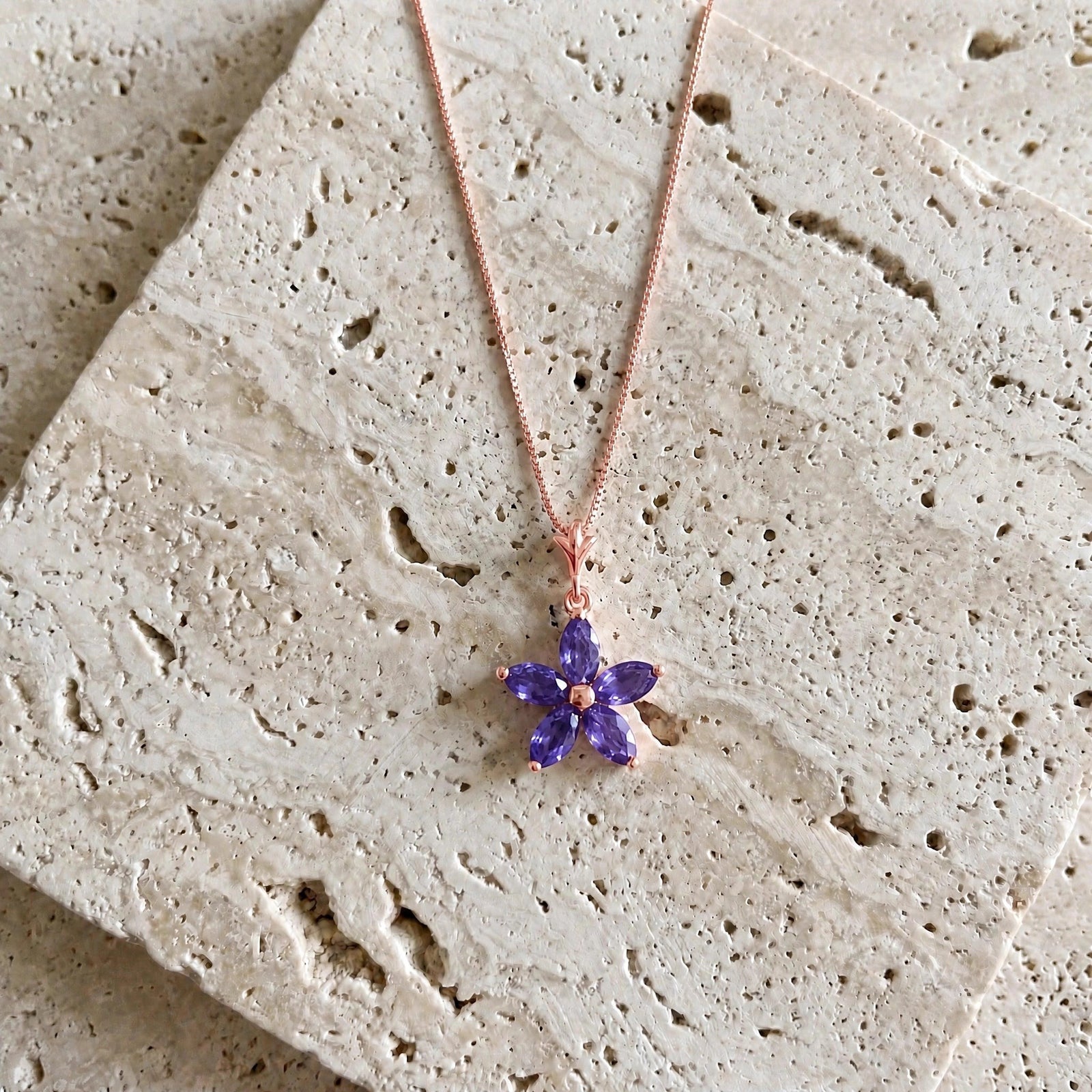 Rose Gold Grace Necklace Tanzanite 10K — Melissa