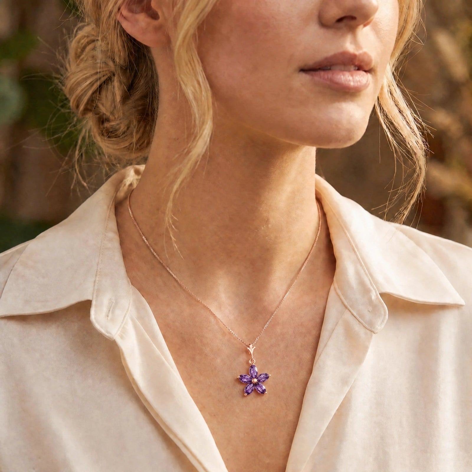 Rose Gold Grace Necklace Amethyst 10K — Melissa