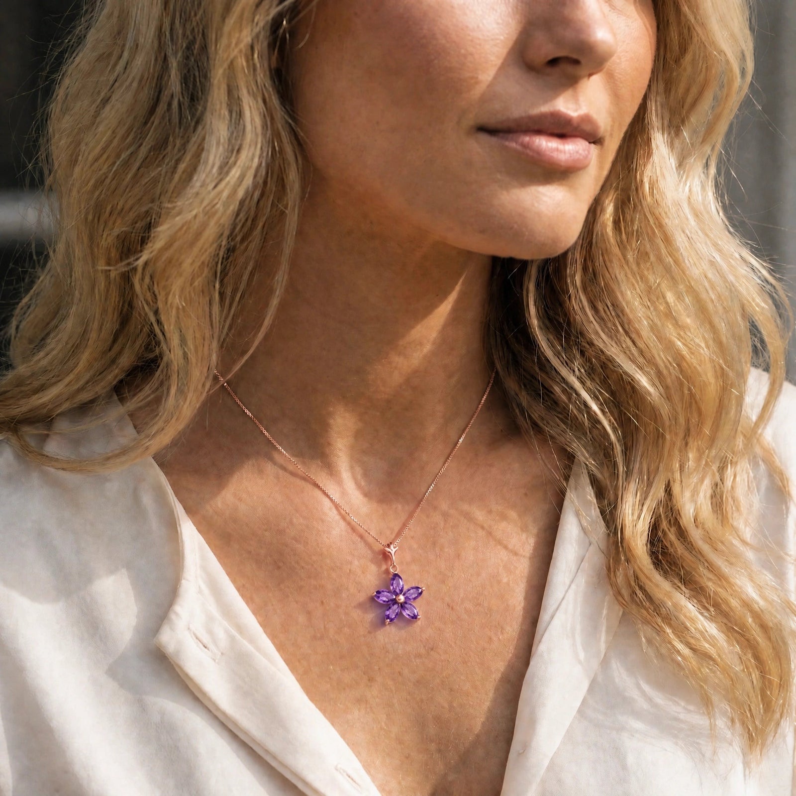 Rose Gold Grace Necklace Amethyst 10K — Melissa