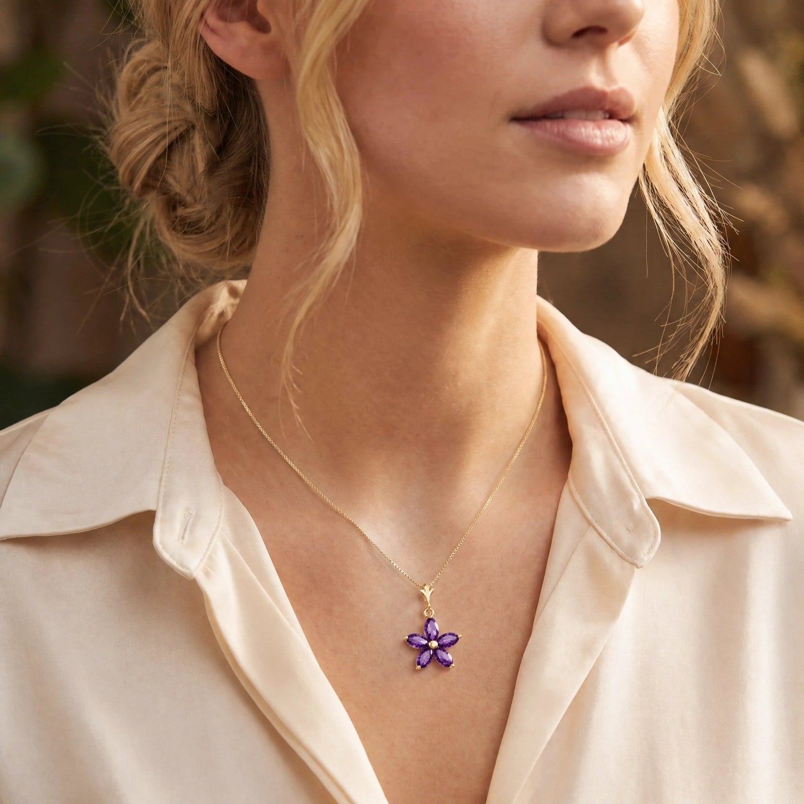Yellow Gold Grace Necklace Amethyst 10K — Melissa