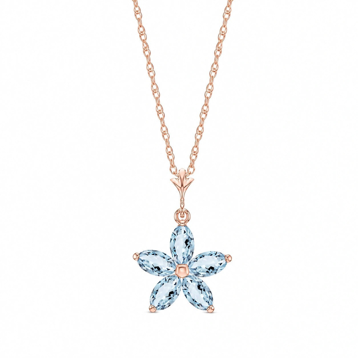 Rose Gold Grace Necklace Aquamarine 10K — Melissa