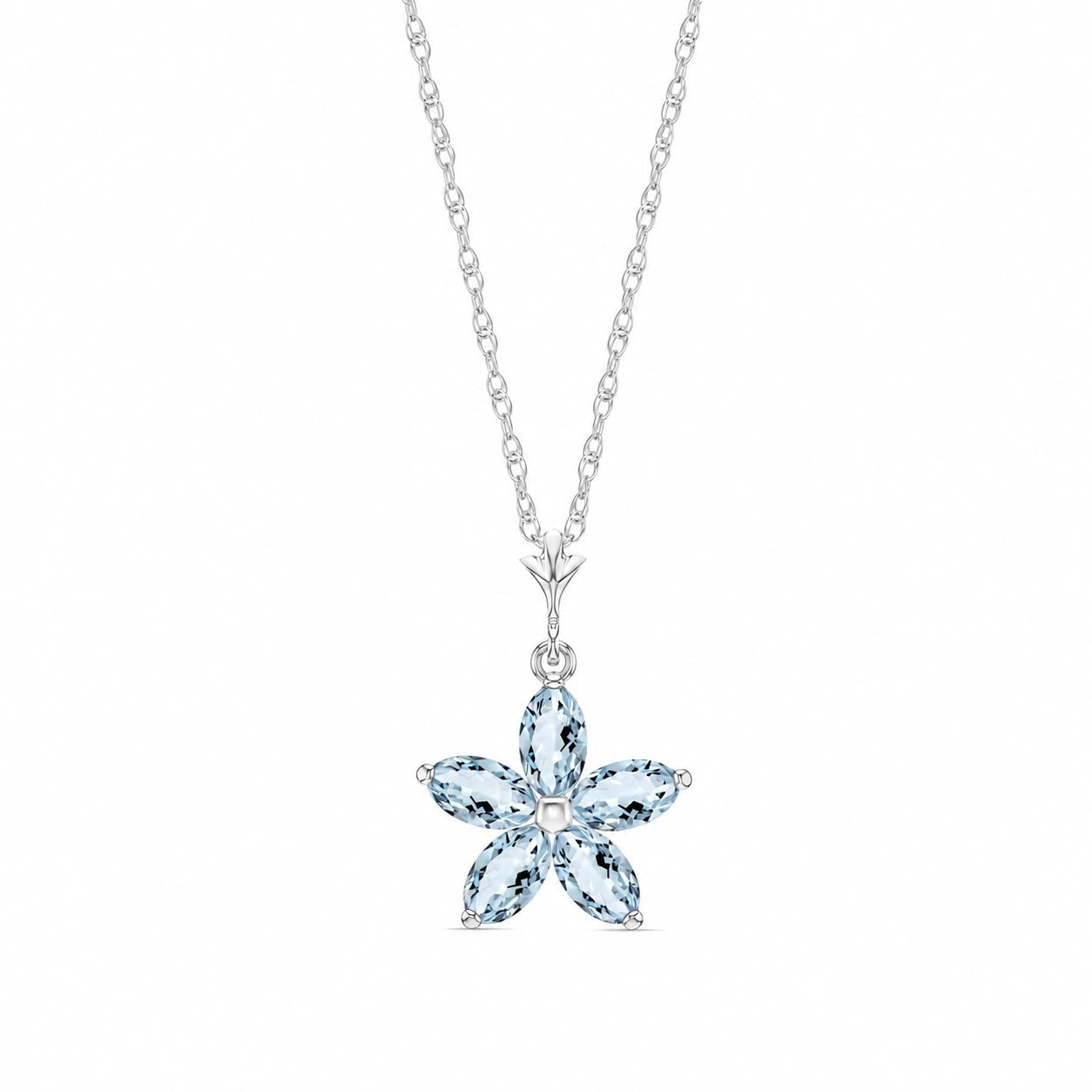 White Gold Grace Necklace Aquamarine 10K — Melissa