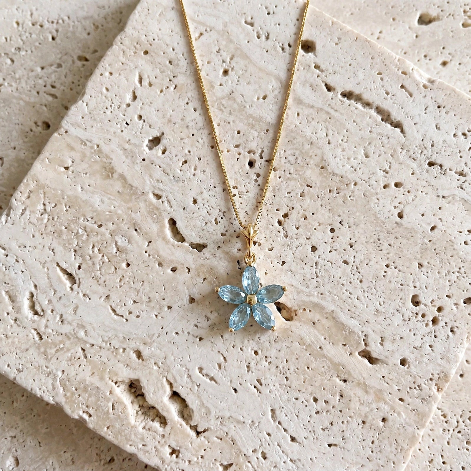 Yellow Gold Grace Necklace Aquamarine 10K — Melissa