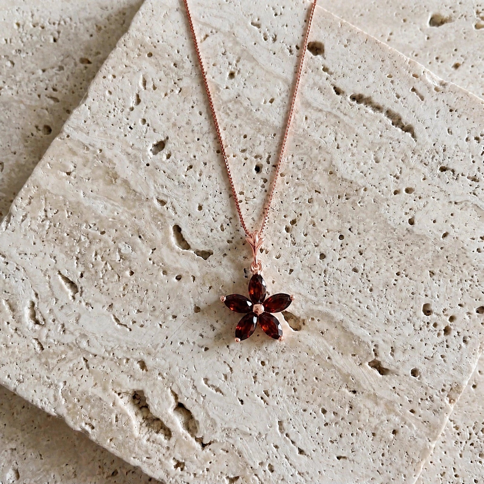 Rose Gold Grace Necklace Garnet 10K — Melissa