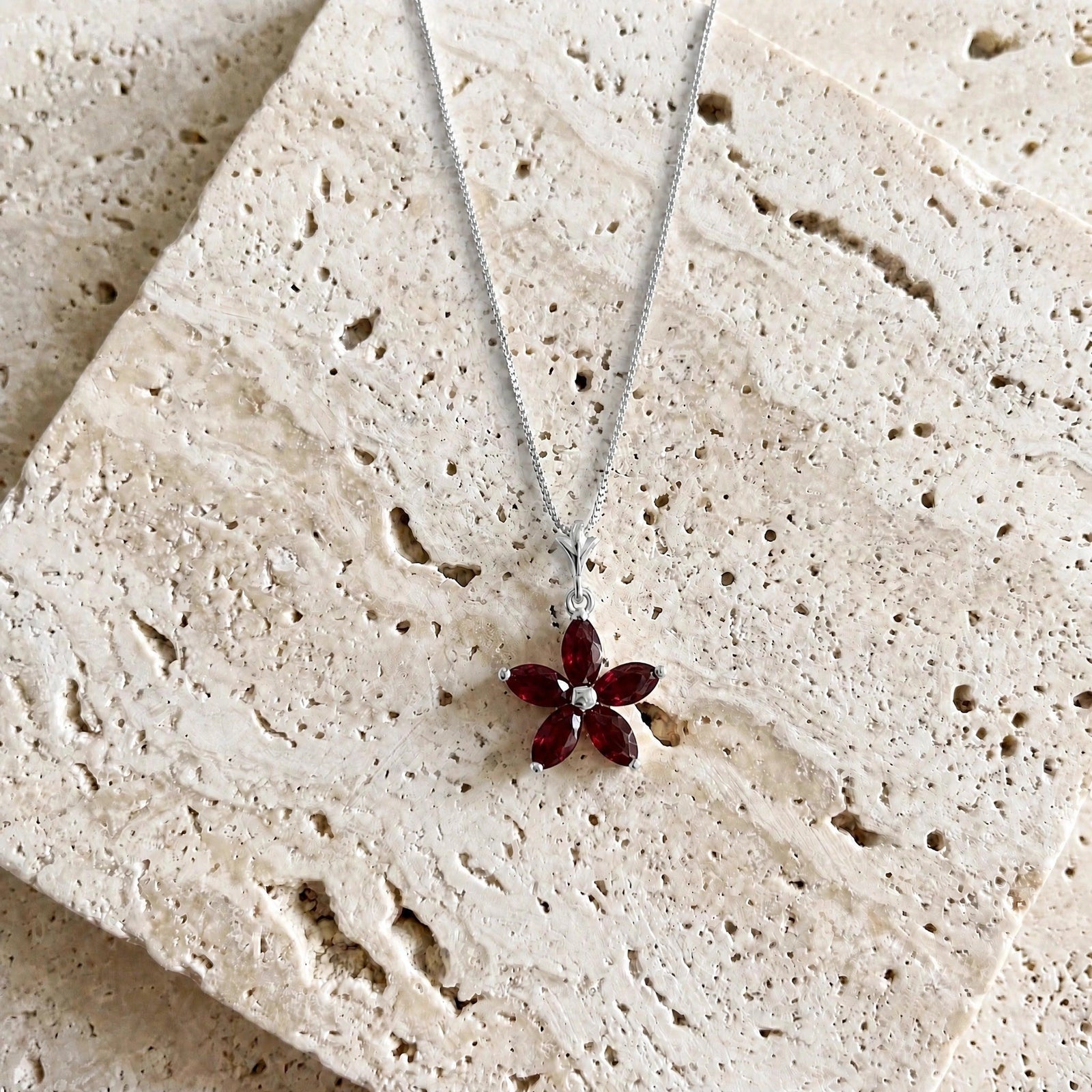 White Gold Grace Necklace Garnet 10K — Melissa