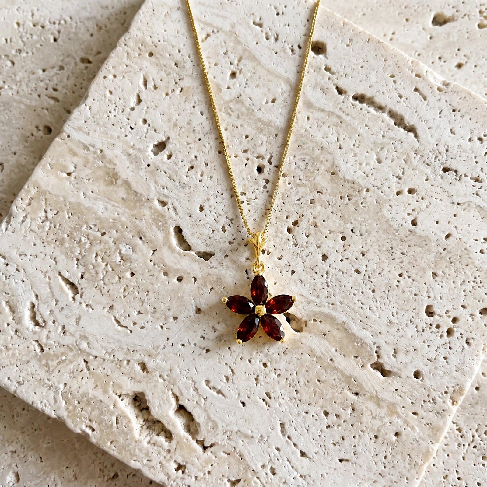 Yellow Gold Grace Necklace Garnet 10K — Melissa