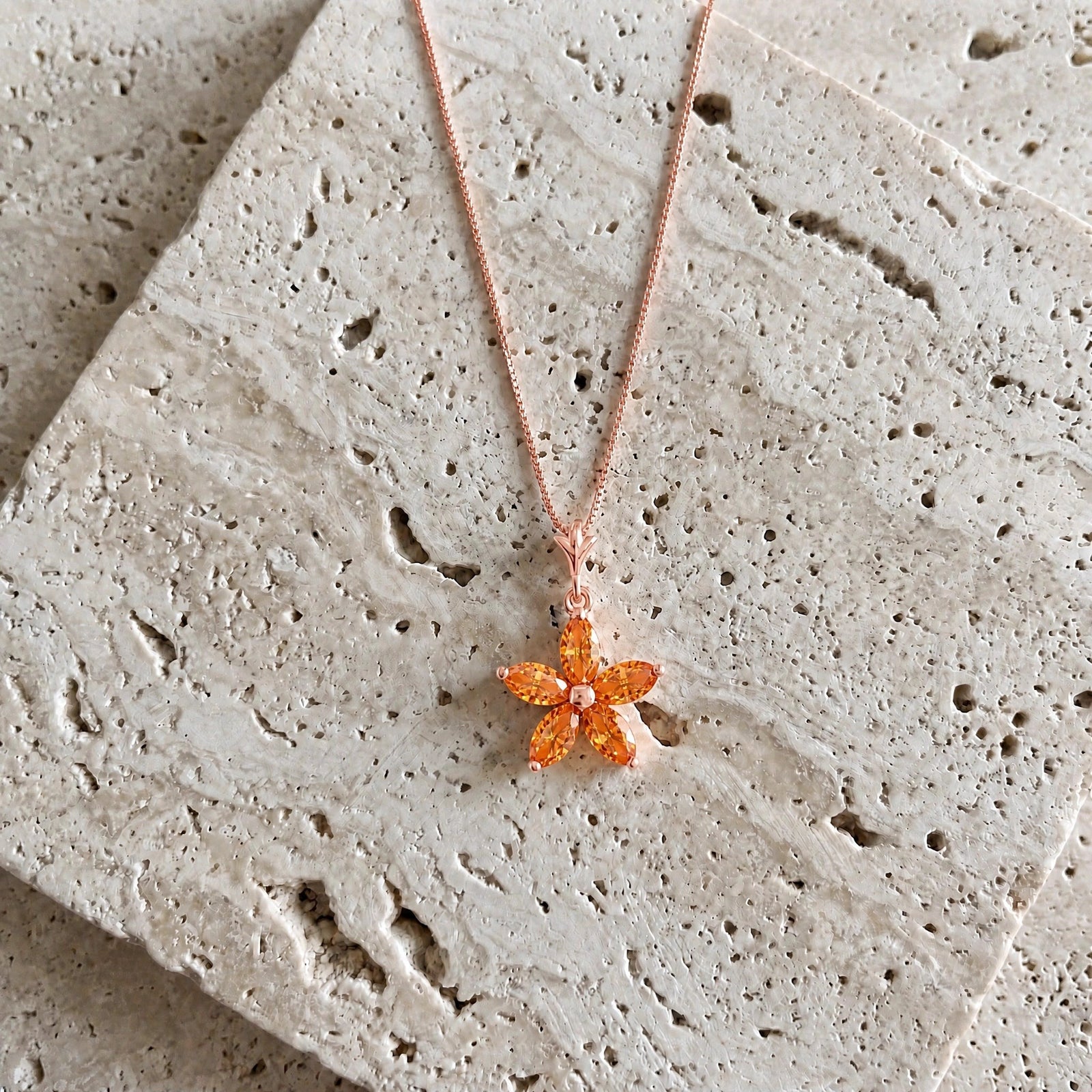 Rose Gold Grace Necklace Citrine 10K — Melissa