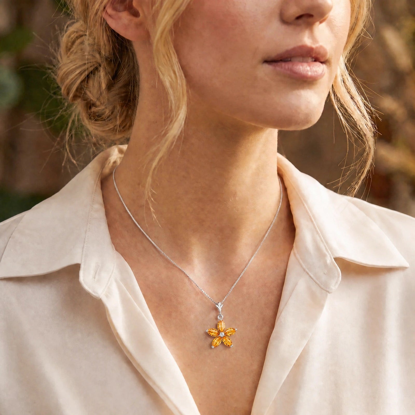 White Gold Grace Necklace Citrine 10K — Melissa