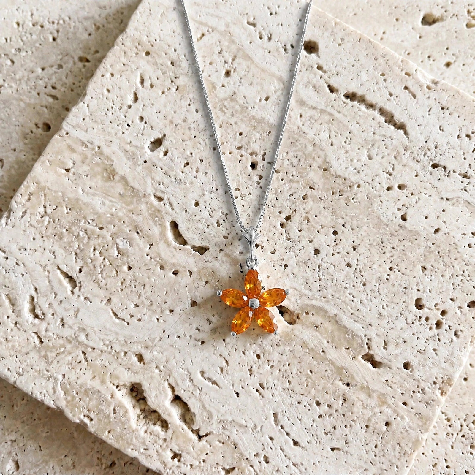 White Gold Grace Necklace Citrine 10K — Melissa