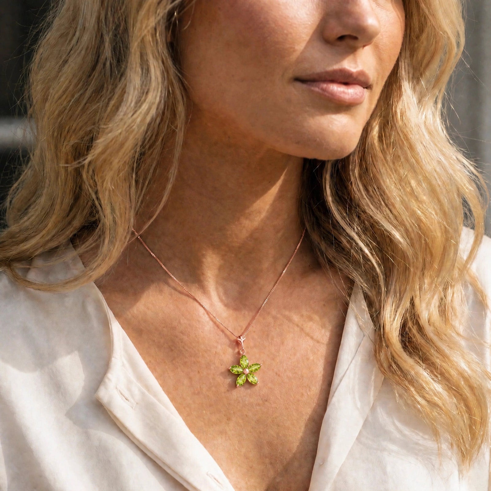 Rose Gold Grace Necklace Peridot 10K — Melissa