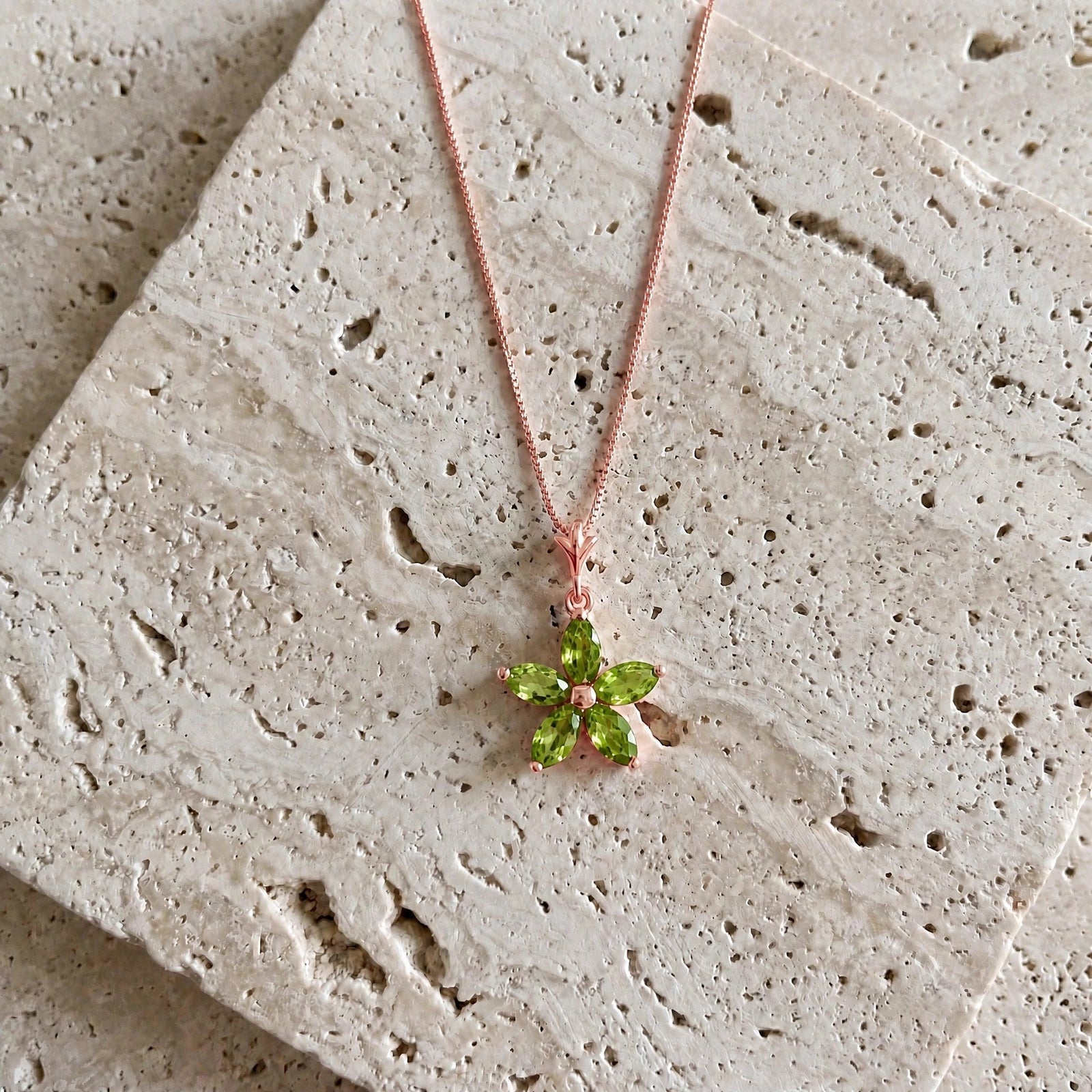 Rose Gold Grace Necklace Peridot 10K — Melissa
