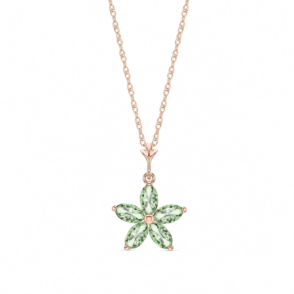 Rose Gold Grace Necklace Green Amethyst 10K — Melissa