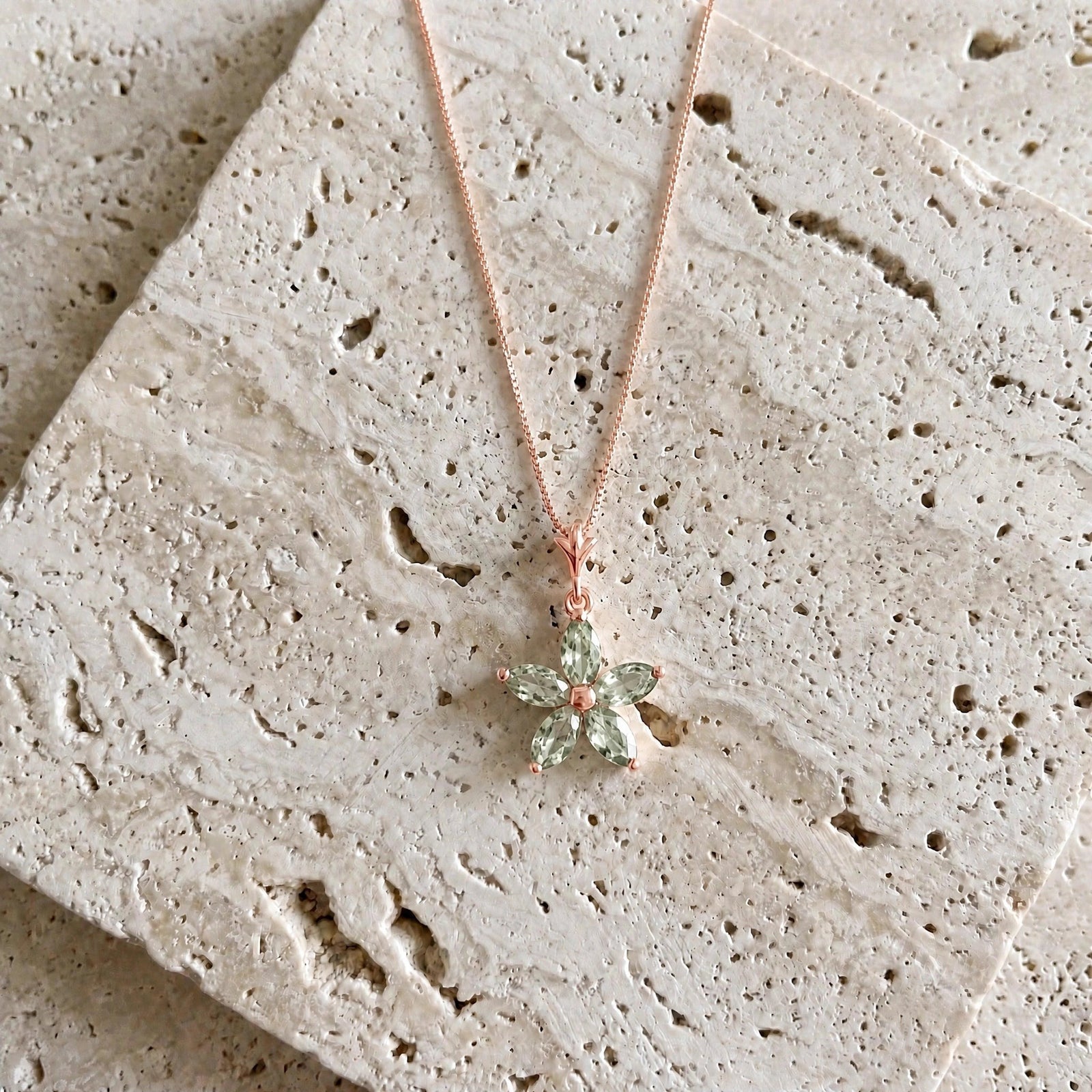 Rose Gold Grace Necklace Green Amethyst 10K — Melissa