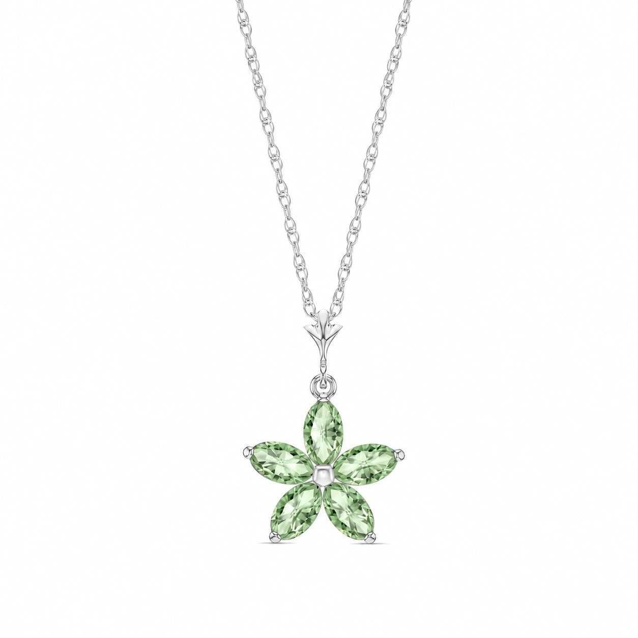 White Gold Grace Necklace Green Amethyst 10K — Melissa