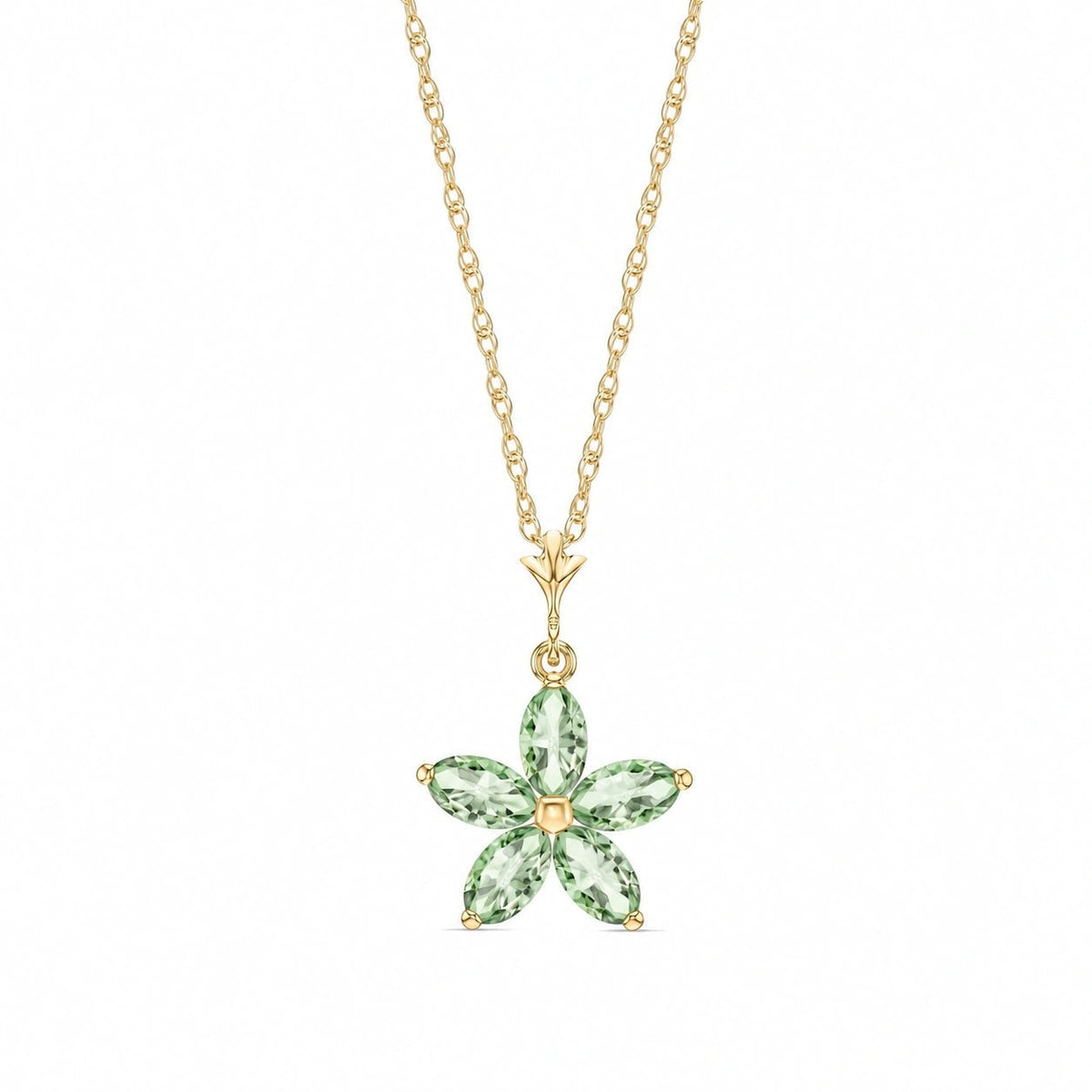 Yellow Gold Grace Necklace Green Amethyst 10K — Melissa