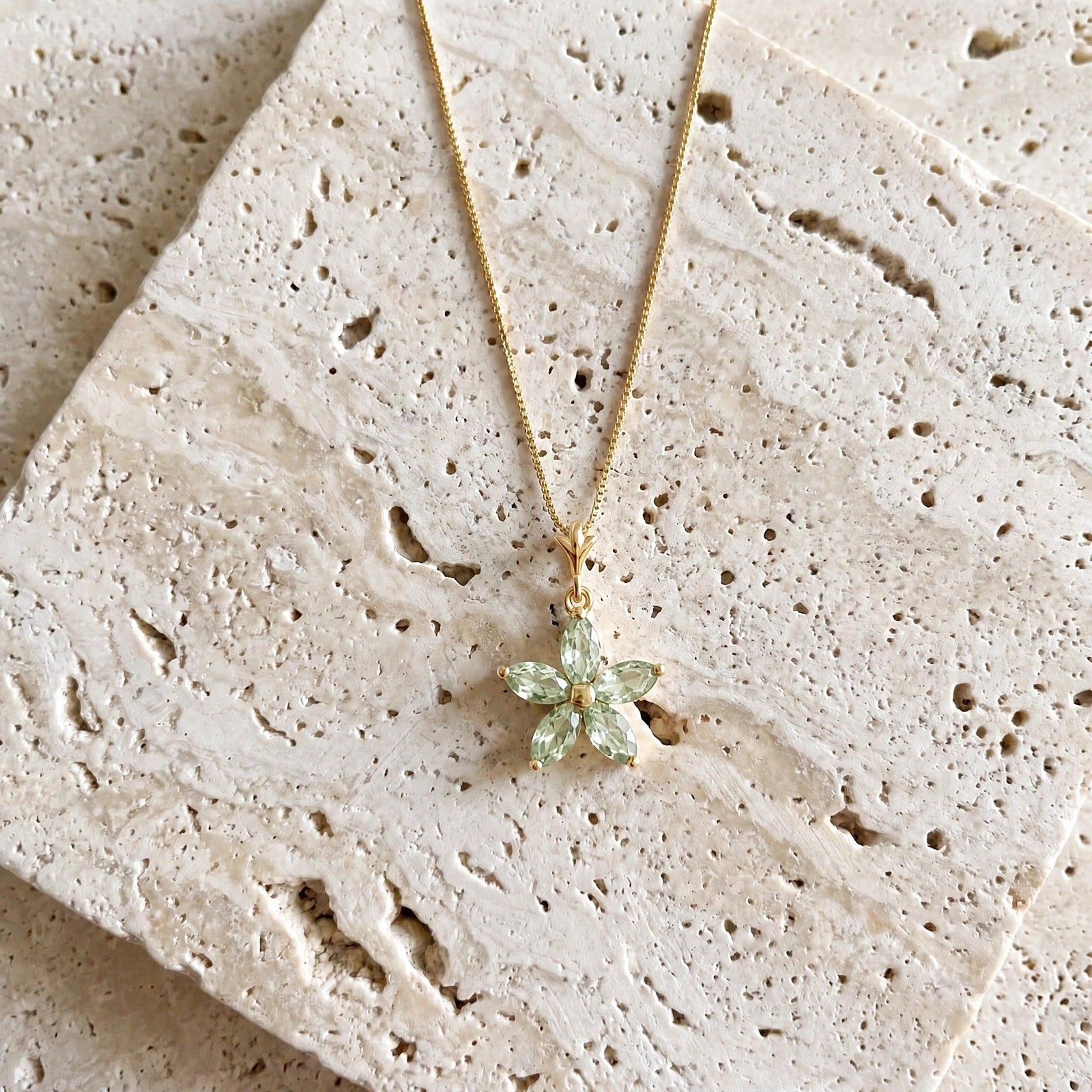 Yellow Gold Grace Necklace Green Amethyst 10K — Melissa