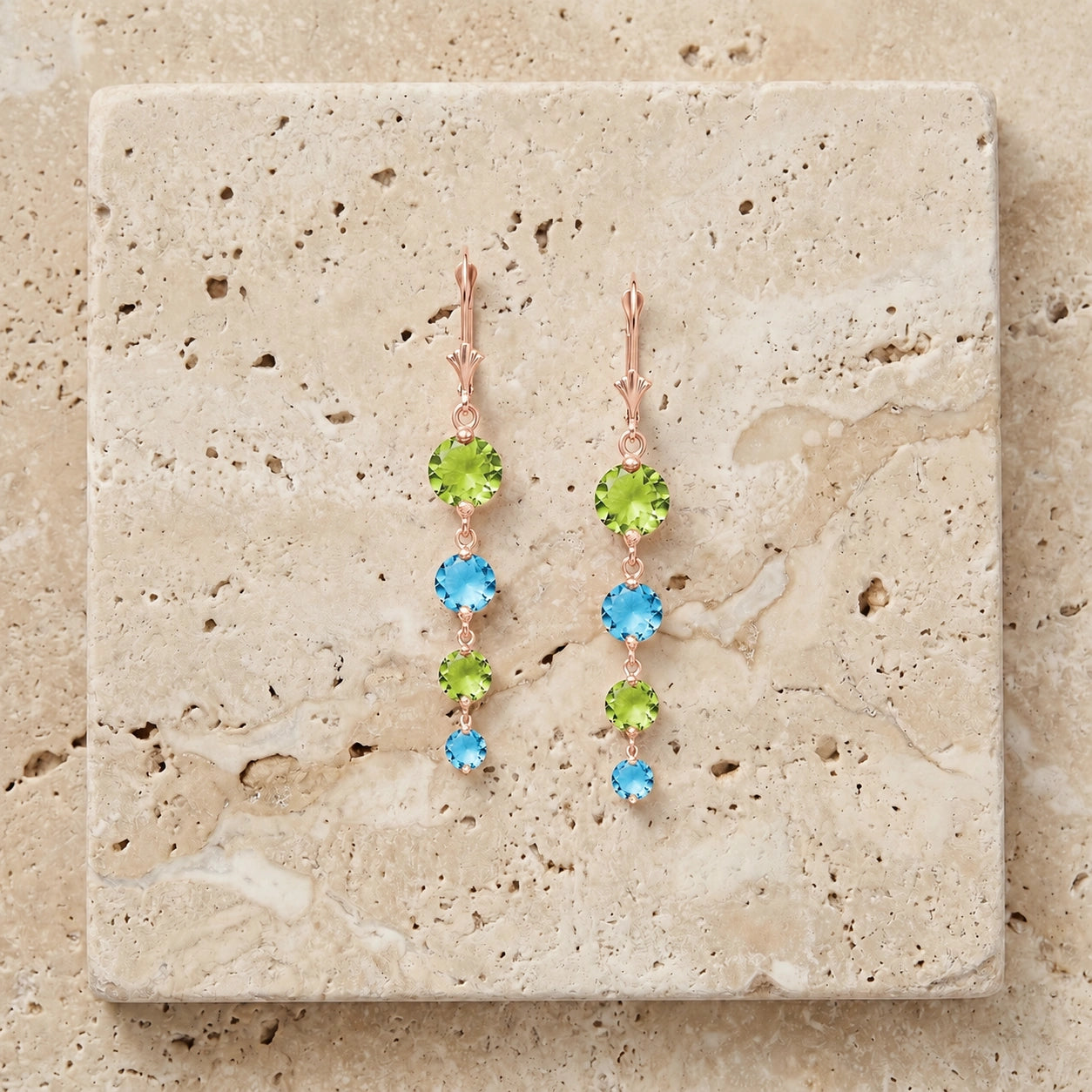 Rose Gold Blue Topaz & Peridot — Mariadelfina