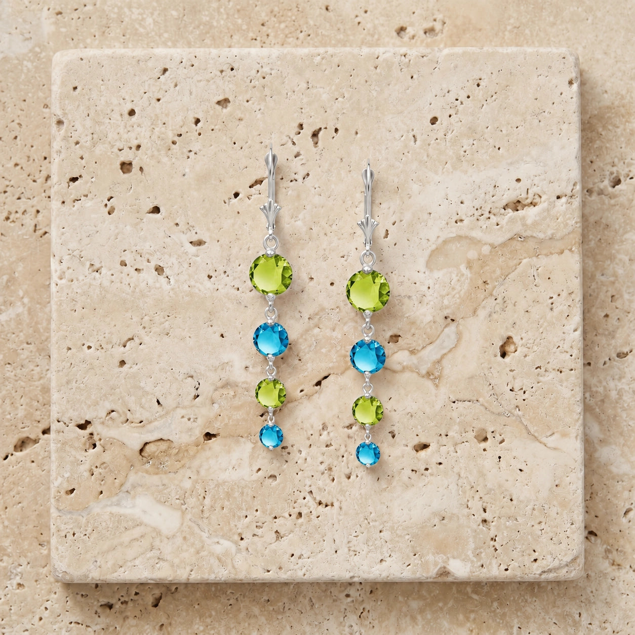 White Gold Blue Topaz & Peridot — Mariadelfina