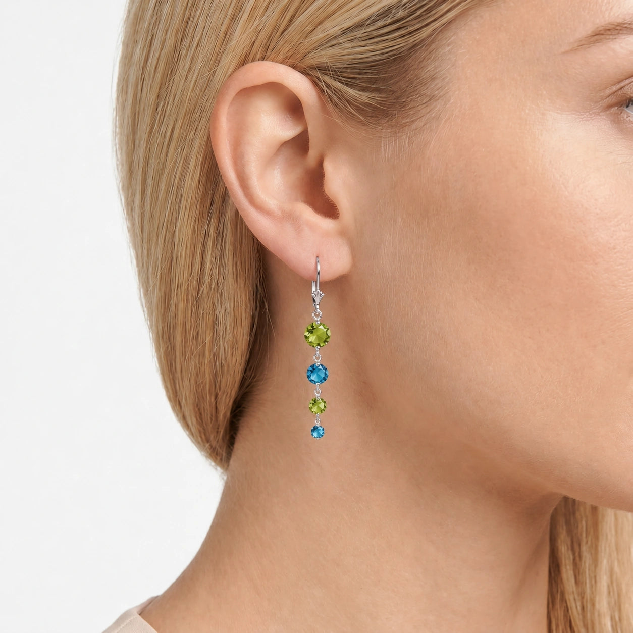 White Gold Blue Topaz & Peridot — Mariadelfina
