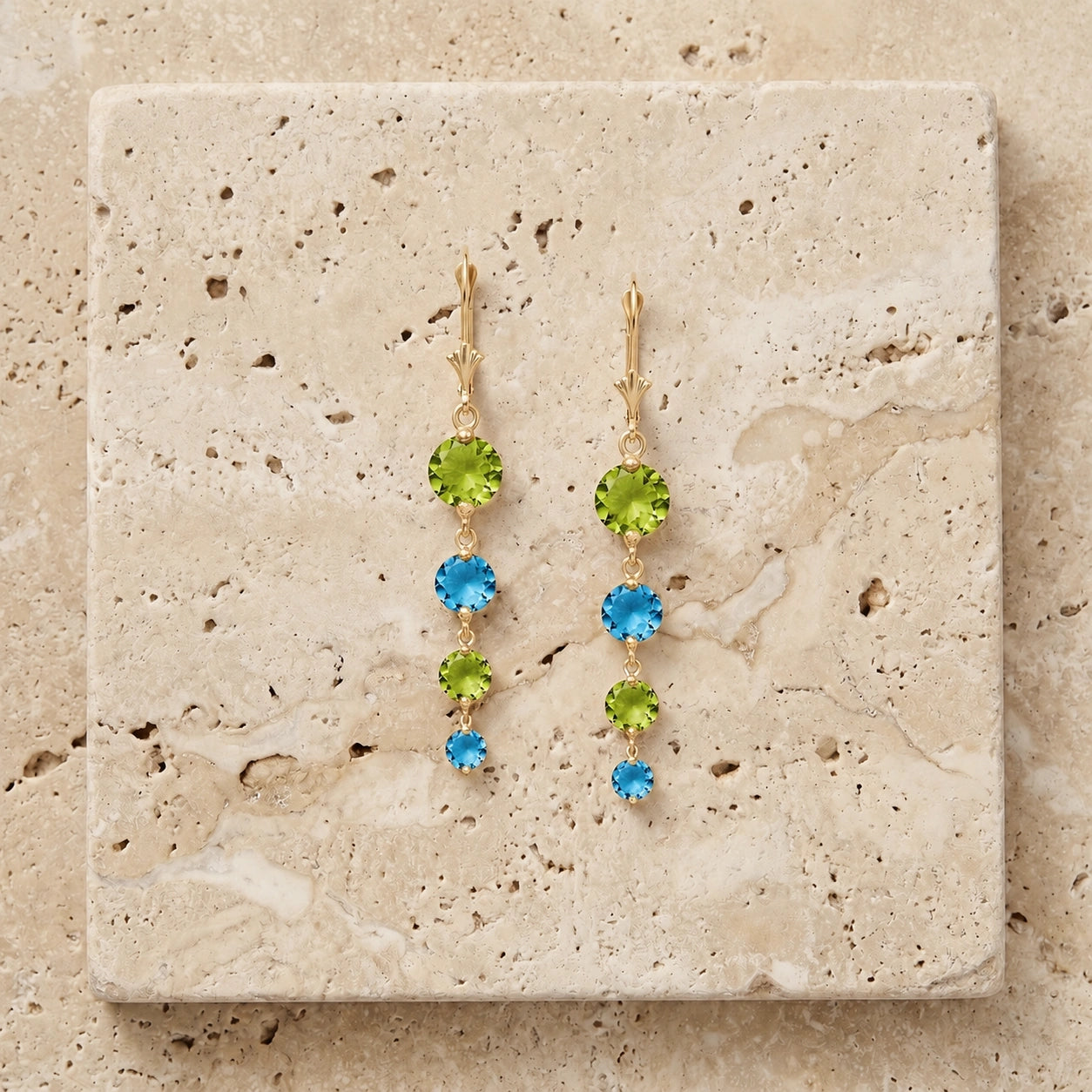 Yellow Gold Blue Topaz & Peridot — Mariadelfina