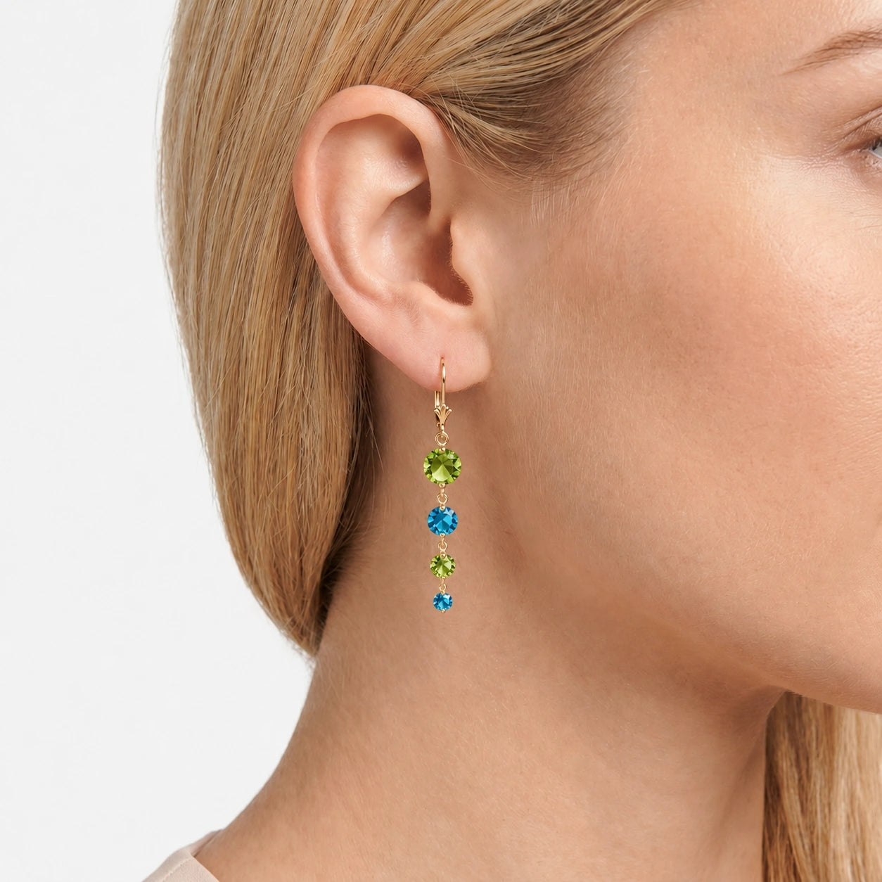 Yellow Gold Blue Topaz & Peridot — Mariadelfina