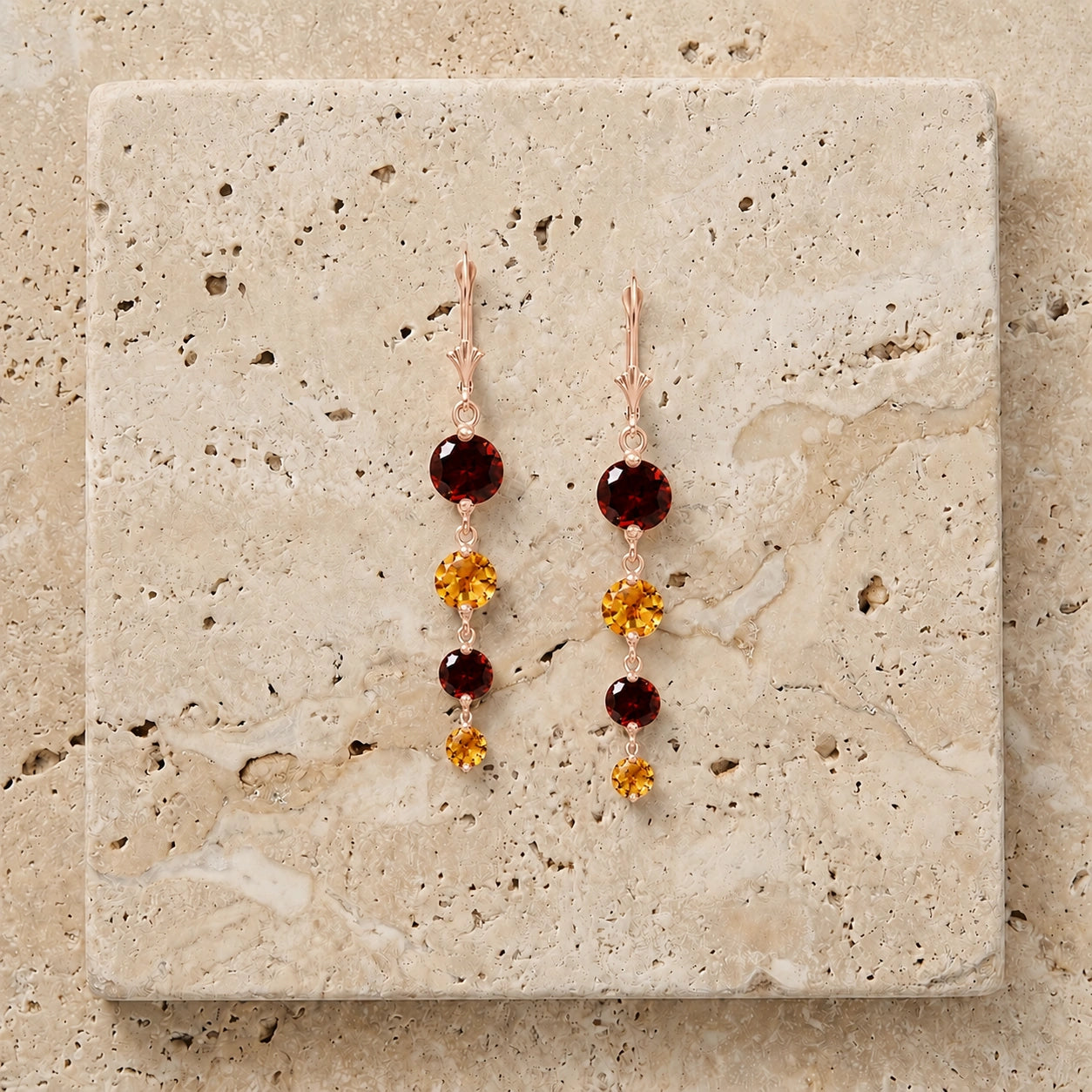 Rose Gold Citrine & Garnet — Mariadelfina