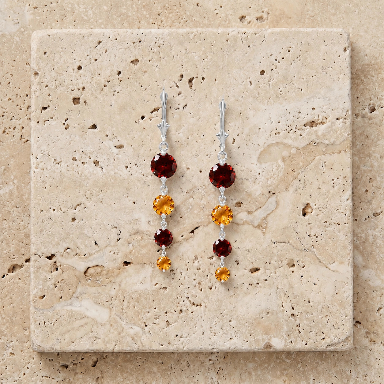 White Gold Citrine & Garnet — Mariadelfina