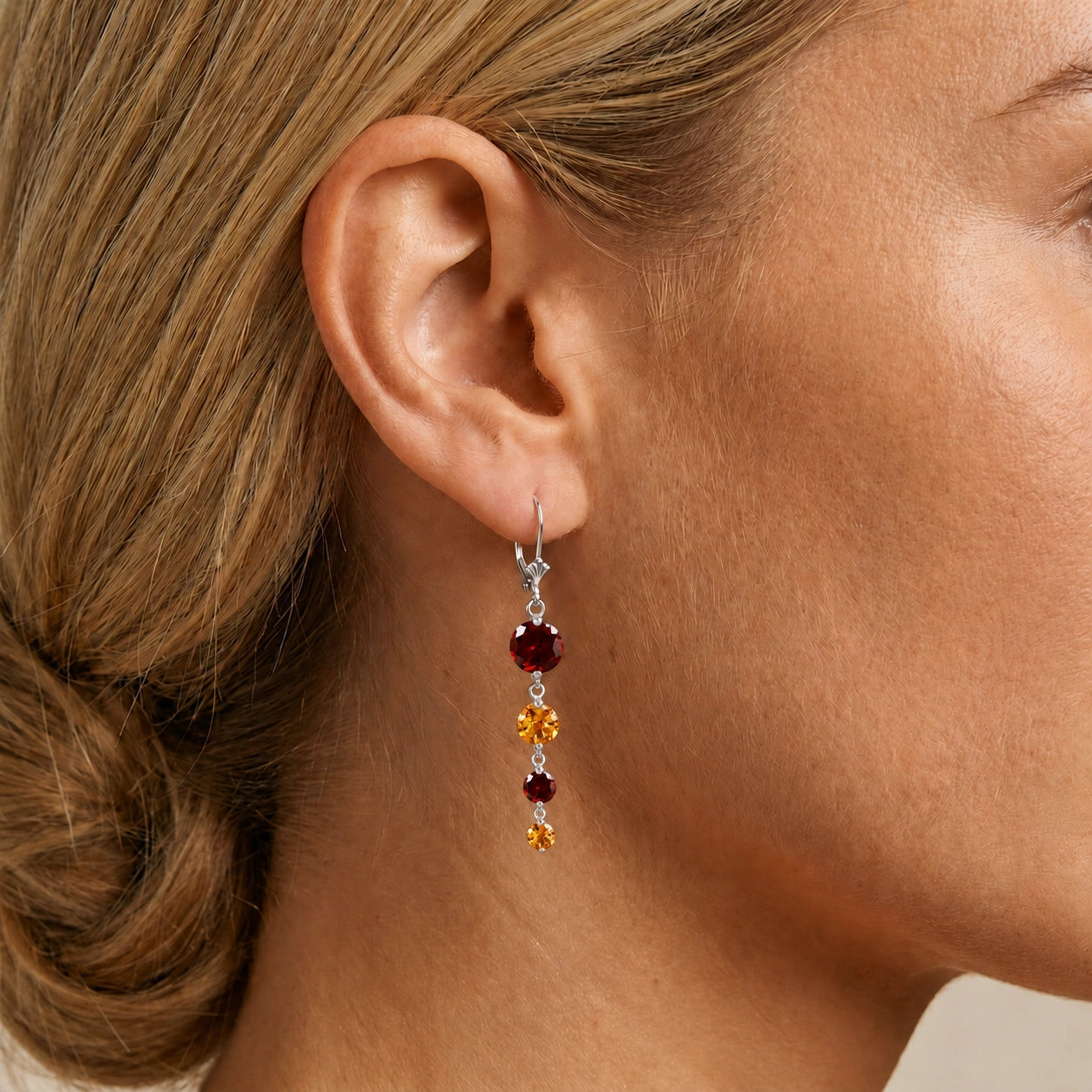 White Gold Citrine & Garnet — Mariadelfina