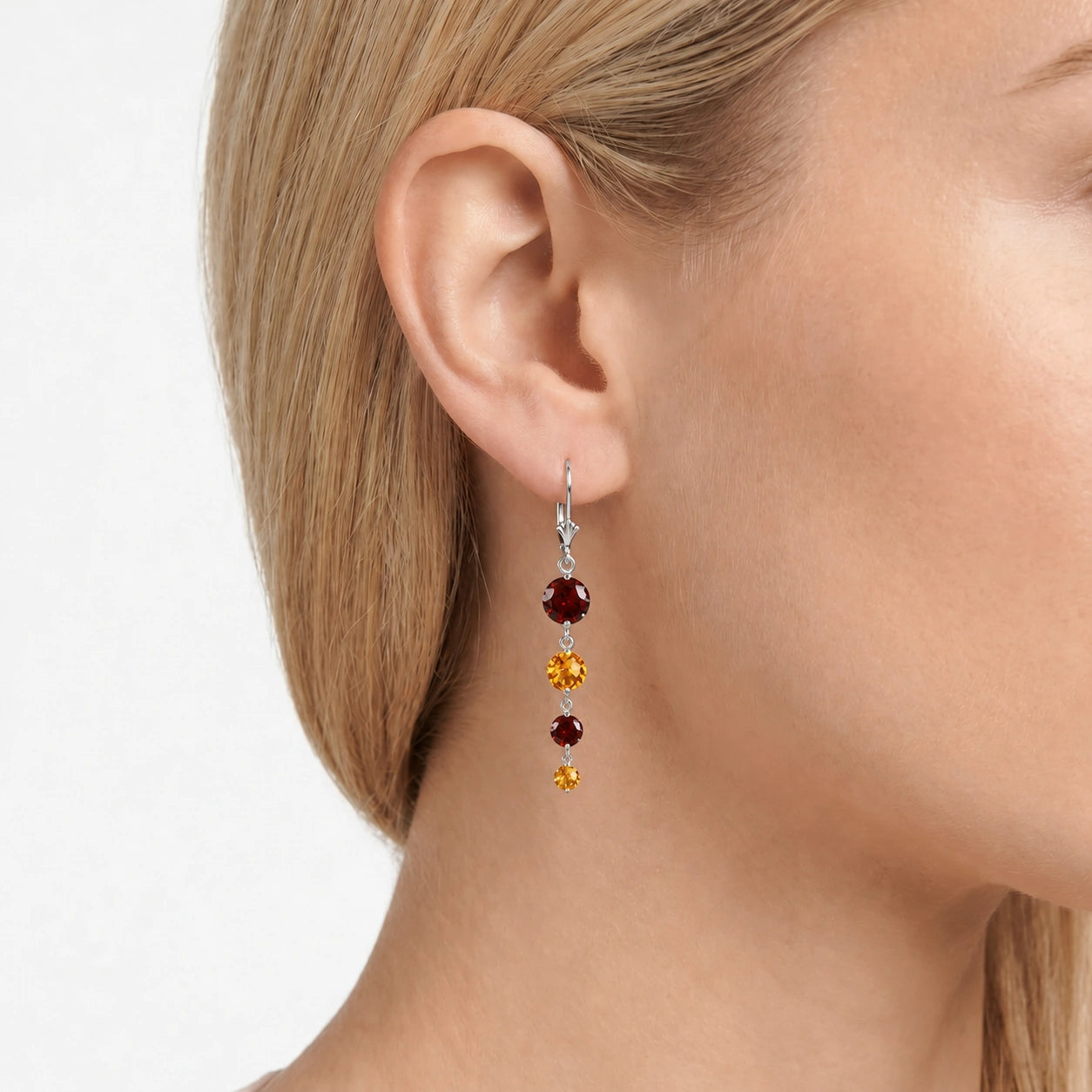 White Gold Citrine & Garnet — Mariadelfina