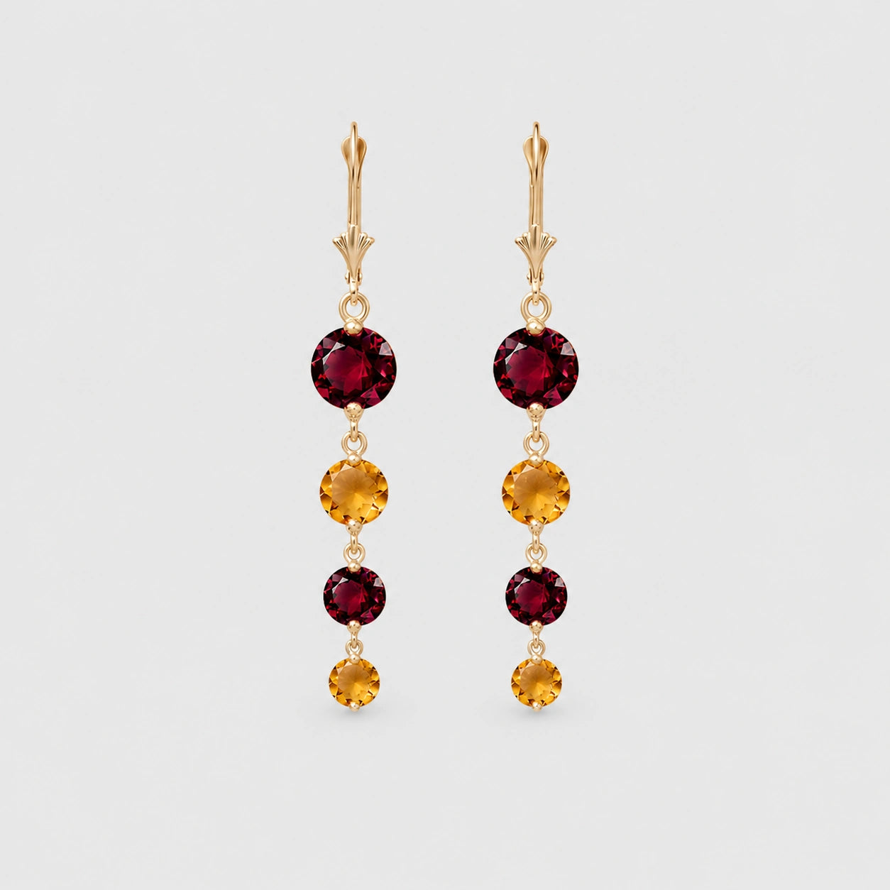 Yellow Gold Citrine & Garnet — Mariadelfina