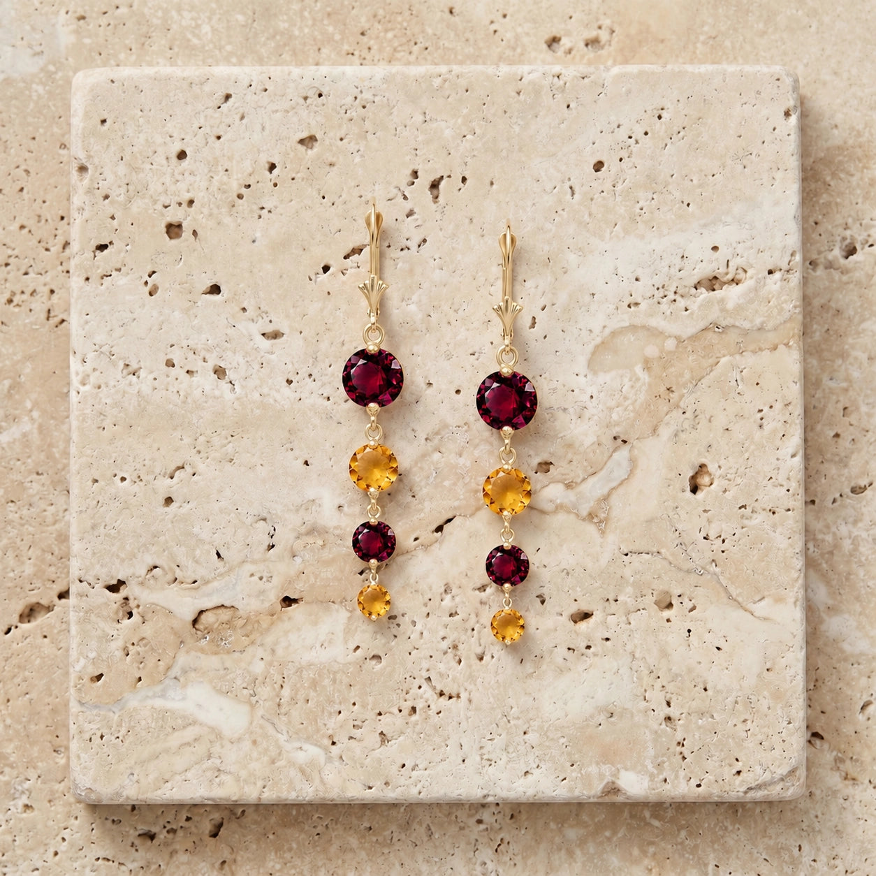 Yellow Gold Citrine & Garnet — Mariadelfina