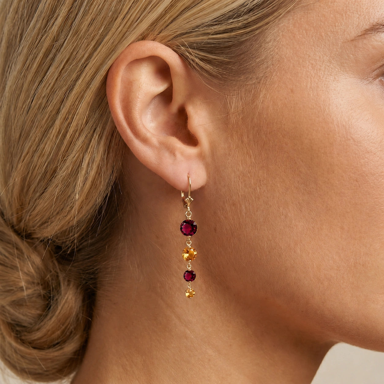 Yellow Gold Citrine & Garnet — Mariadelfina