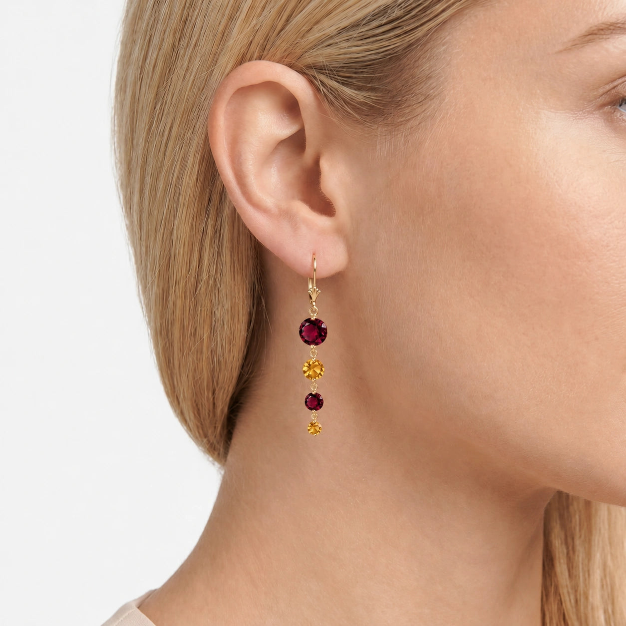 Yellow Gold Citrine & Garnet — Mariadelfina