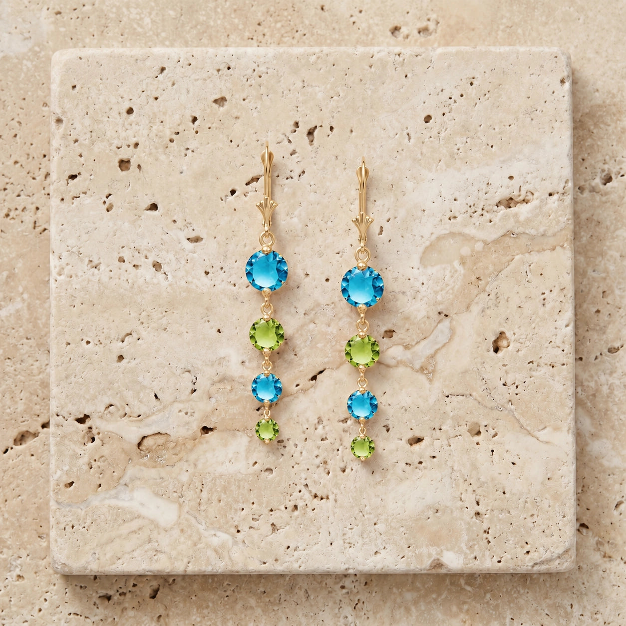 Yellow Gold Peridot & Blue Topaz — Mariadelfina