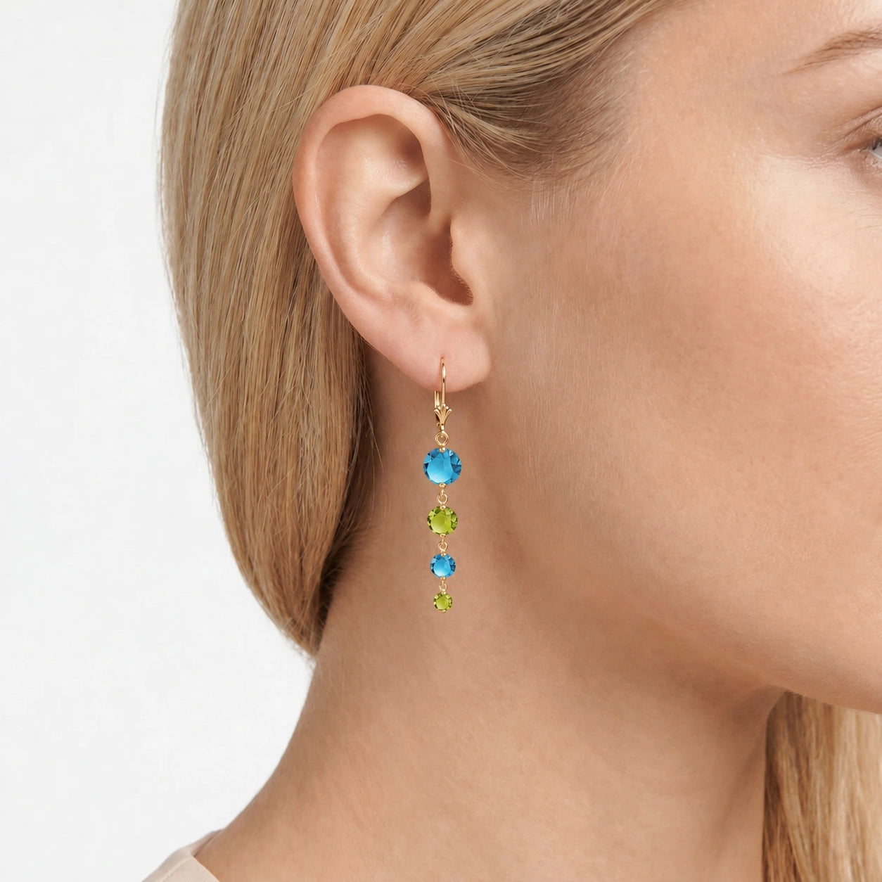 Yellow Gold Peridot & Blue Topaz — Mariadelfina