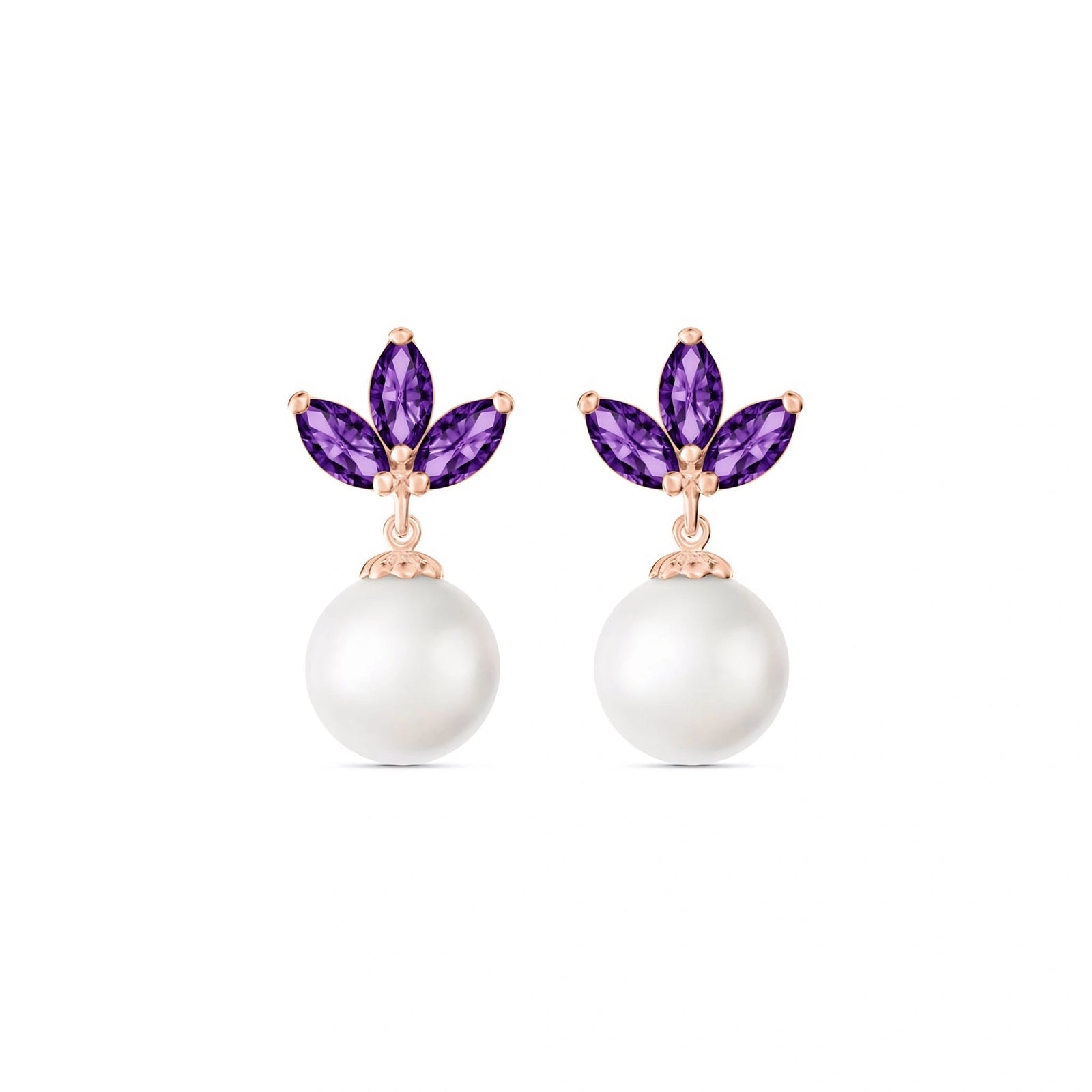 Rose Gold Earrings Amethyst 10K — Adelina