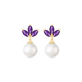 Yellow Gold Earrings Amethyst 10K — Adelina