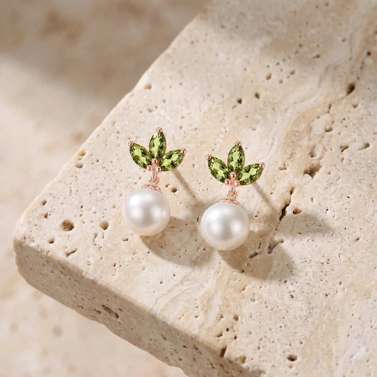 Rose Gold Earrings Aquamarine 10K — Adelina