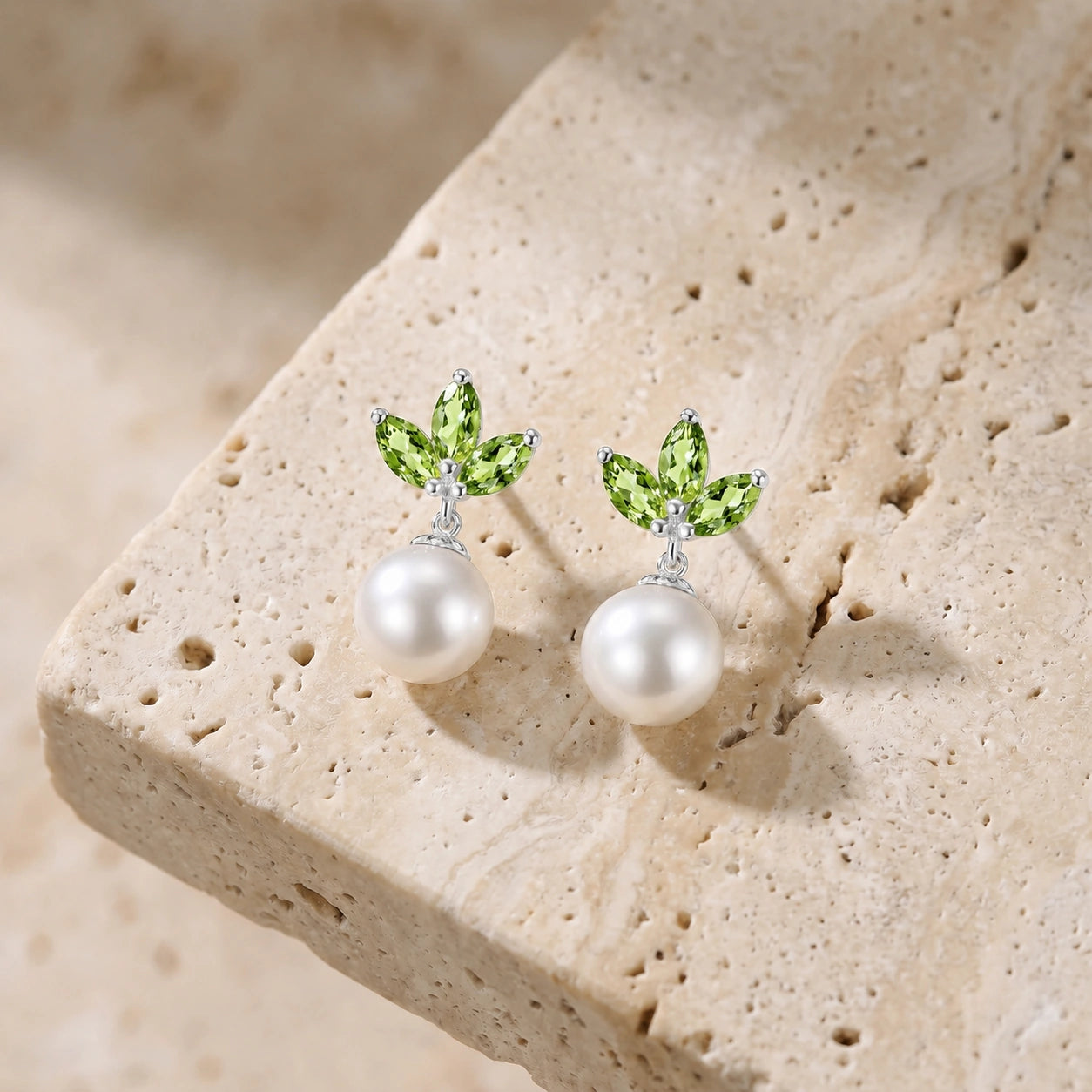 White Gold Earrings Aquamarine 10K — Adelina
