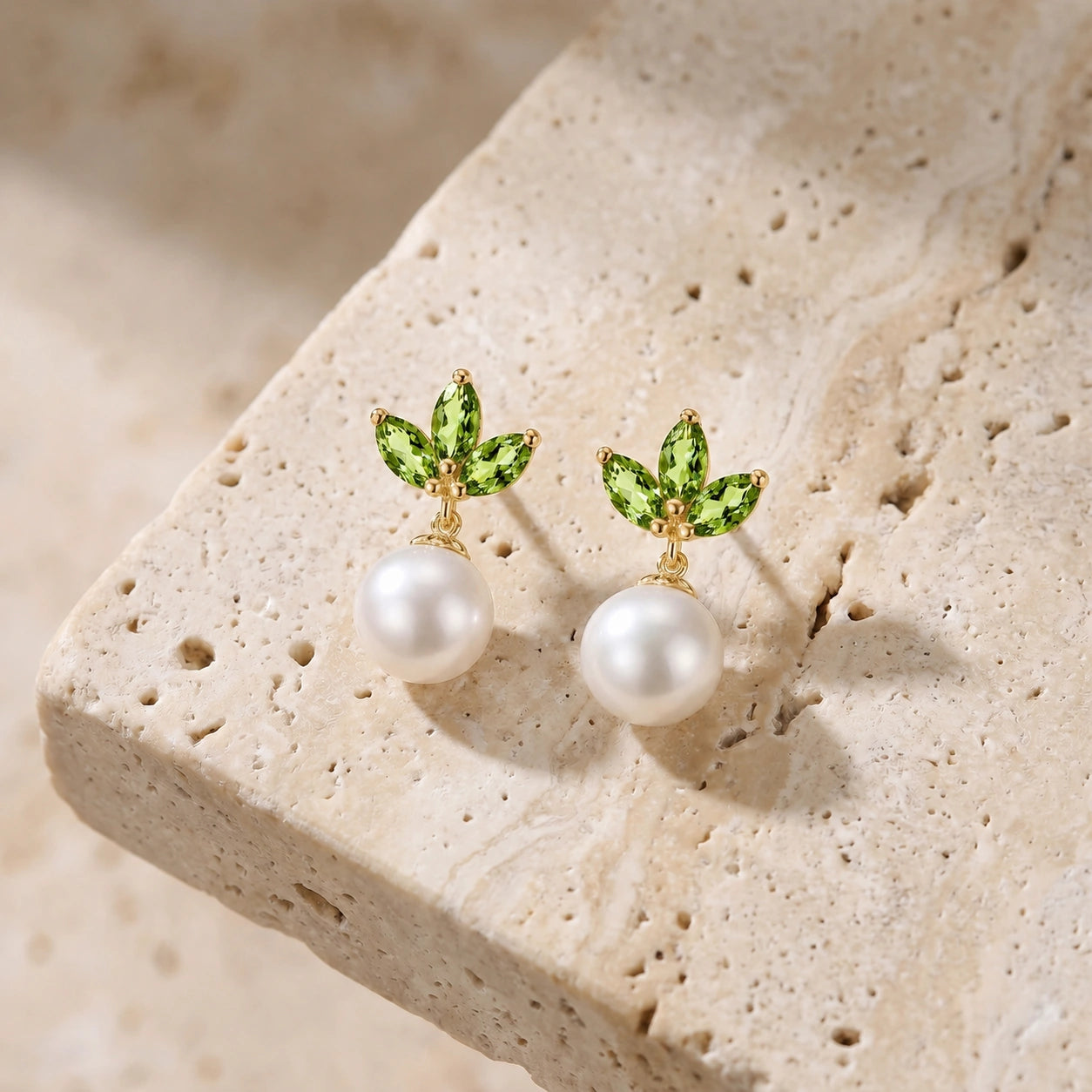 Yellow Gold Earrings Aquamarine 10K — Adelina